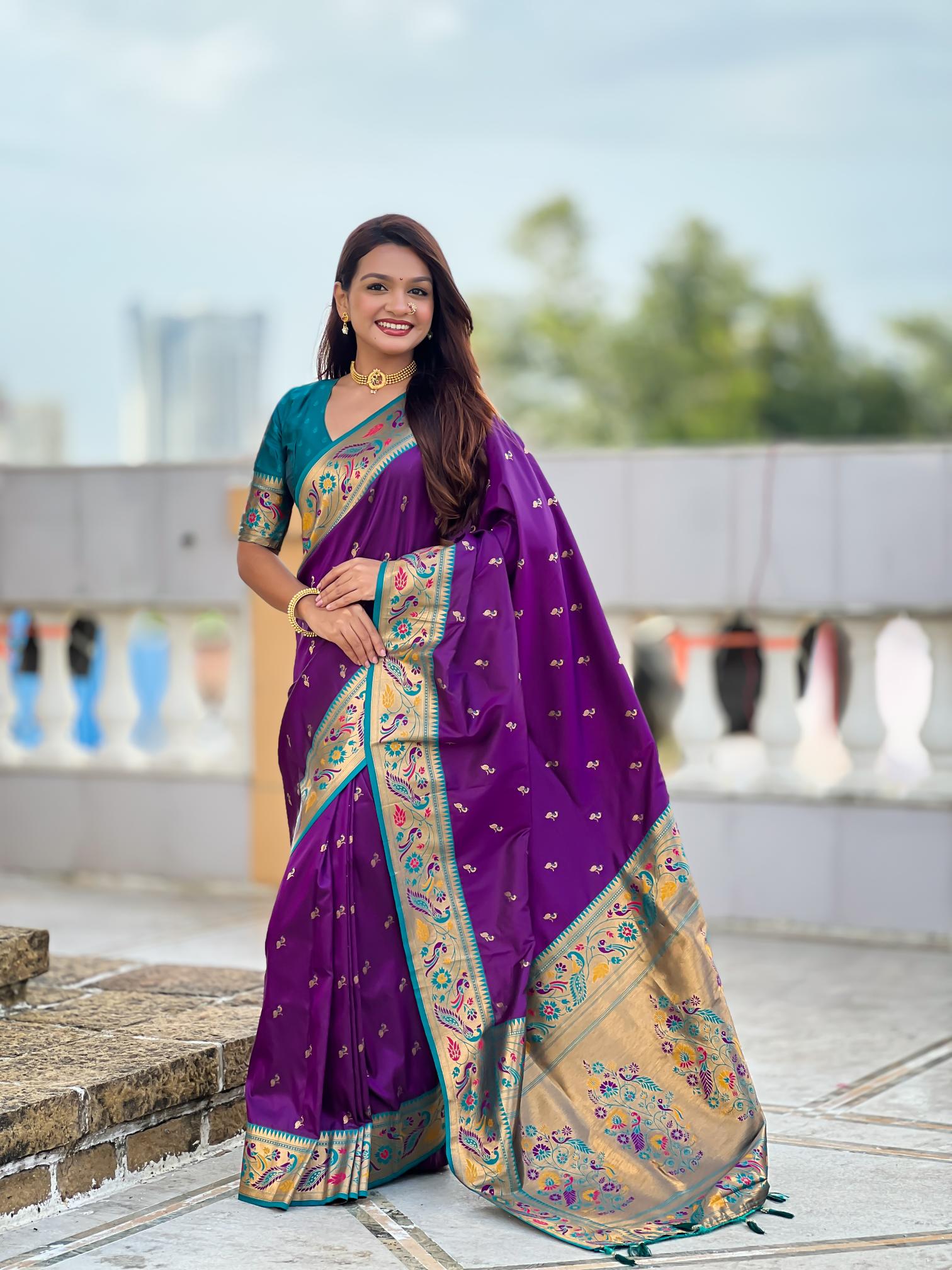 Violet N Rama Paithani Silk Saree