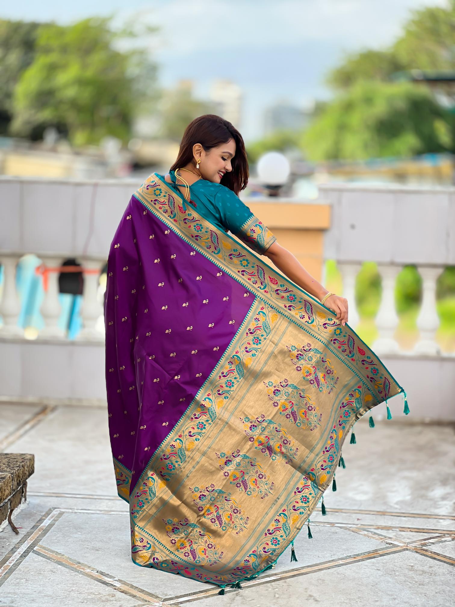 Violet N Rama Paithani Silk Saree — alternate view