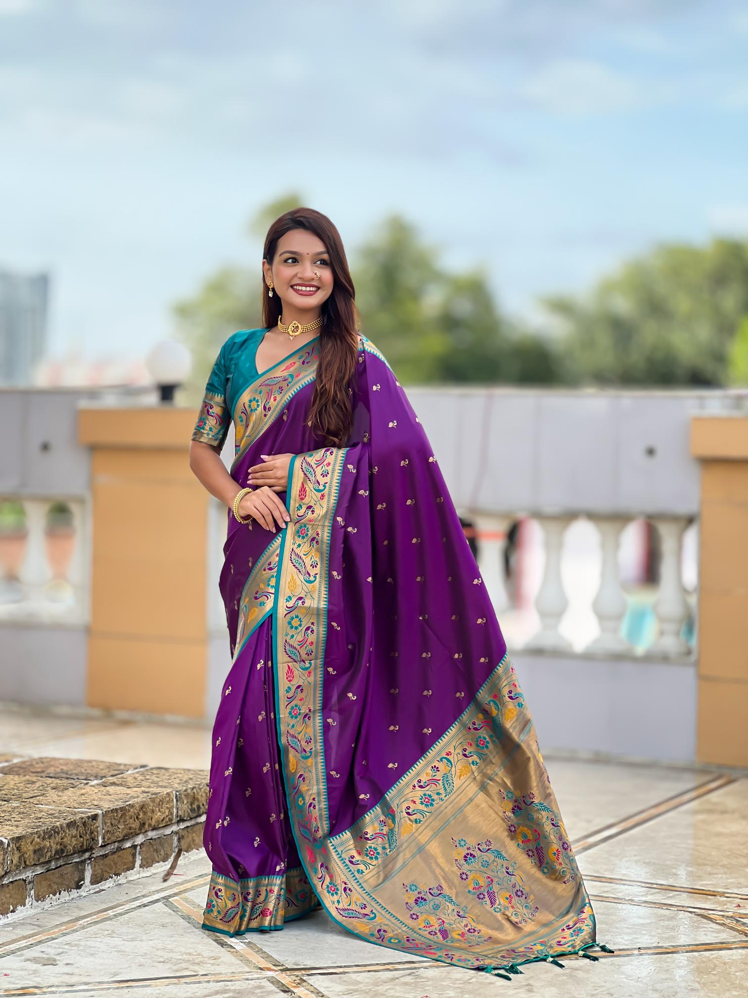 Violet N Rama Paithani Silk Saree