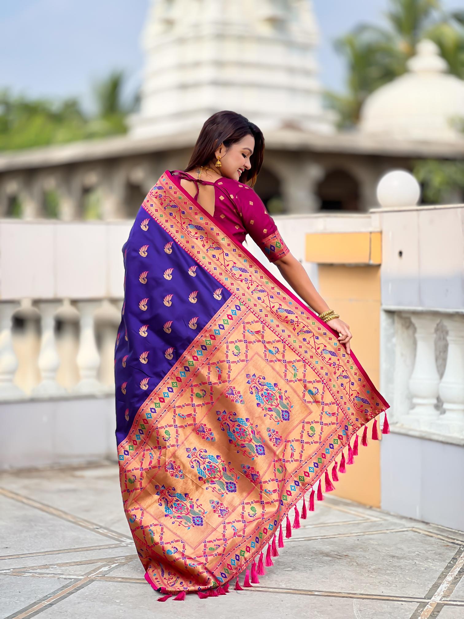 Violet Paithani Silk Saree — alternate view