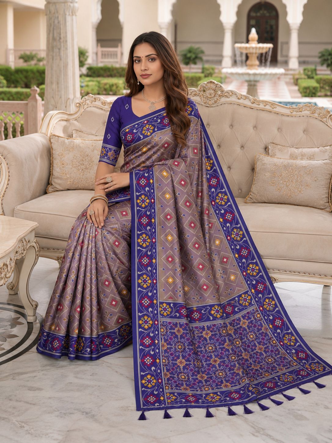 Violet Patola Silk Meenakari Jacquard Saree