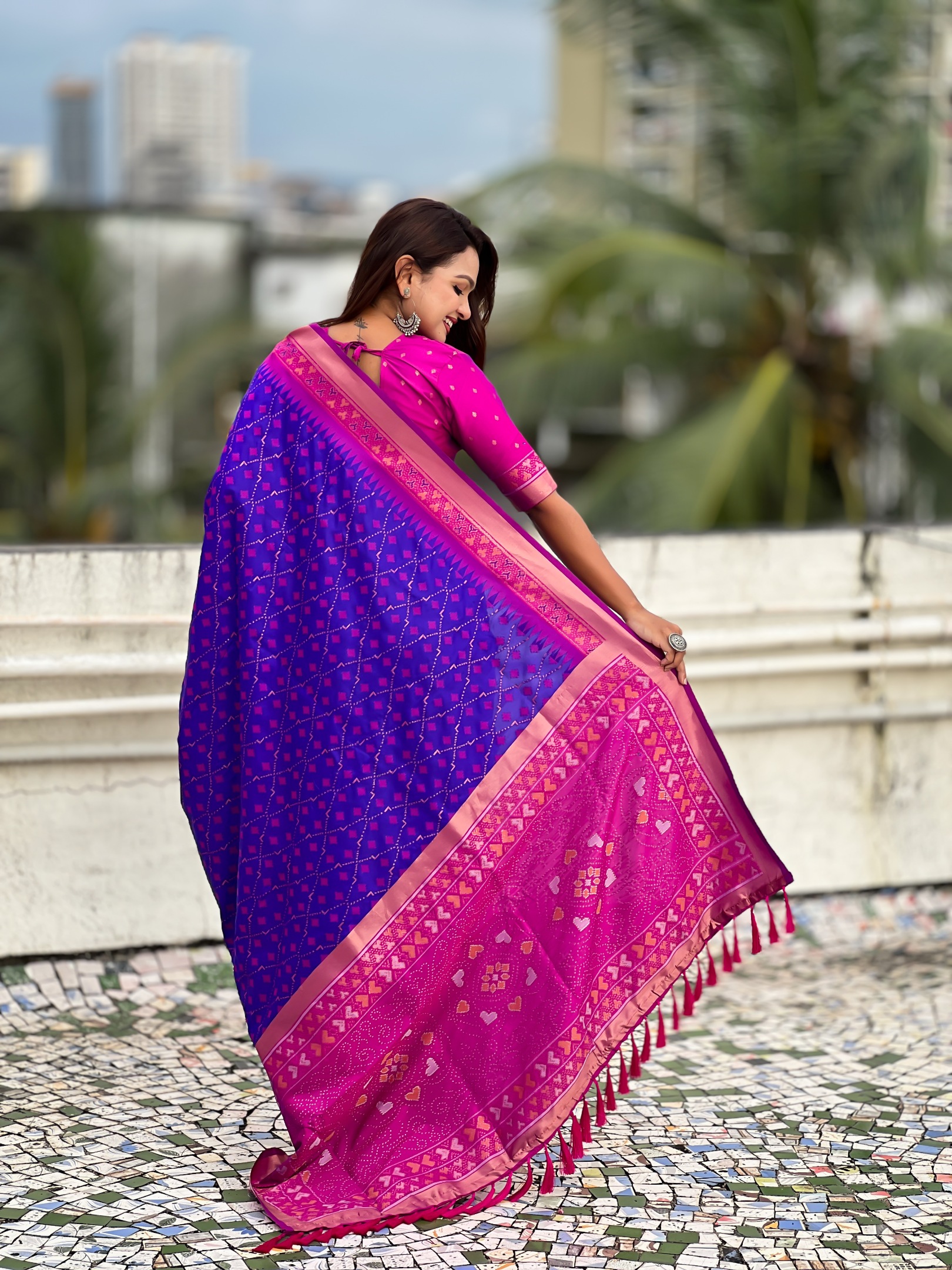 Violet Patola Silk Regal Ikat Saree — alternate view