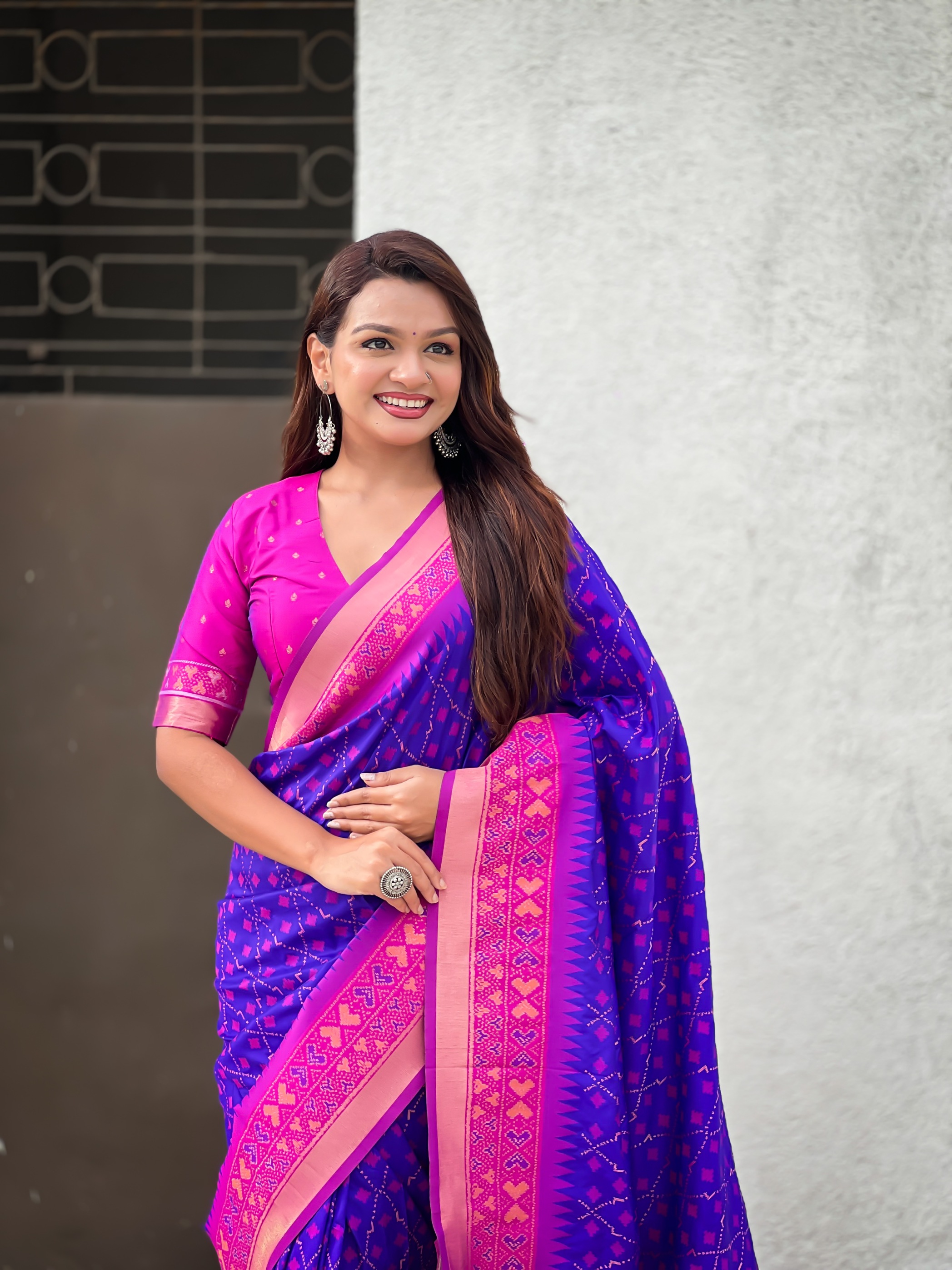 Violet Patola Silk Regal Ikat Saree