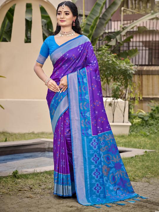 Violet Pochampalli Silk Saree