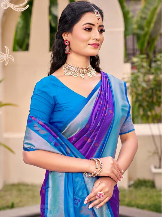Violet Pochampalli Silk Saree — alternate view
