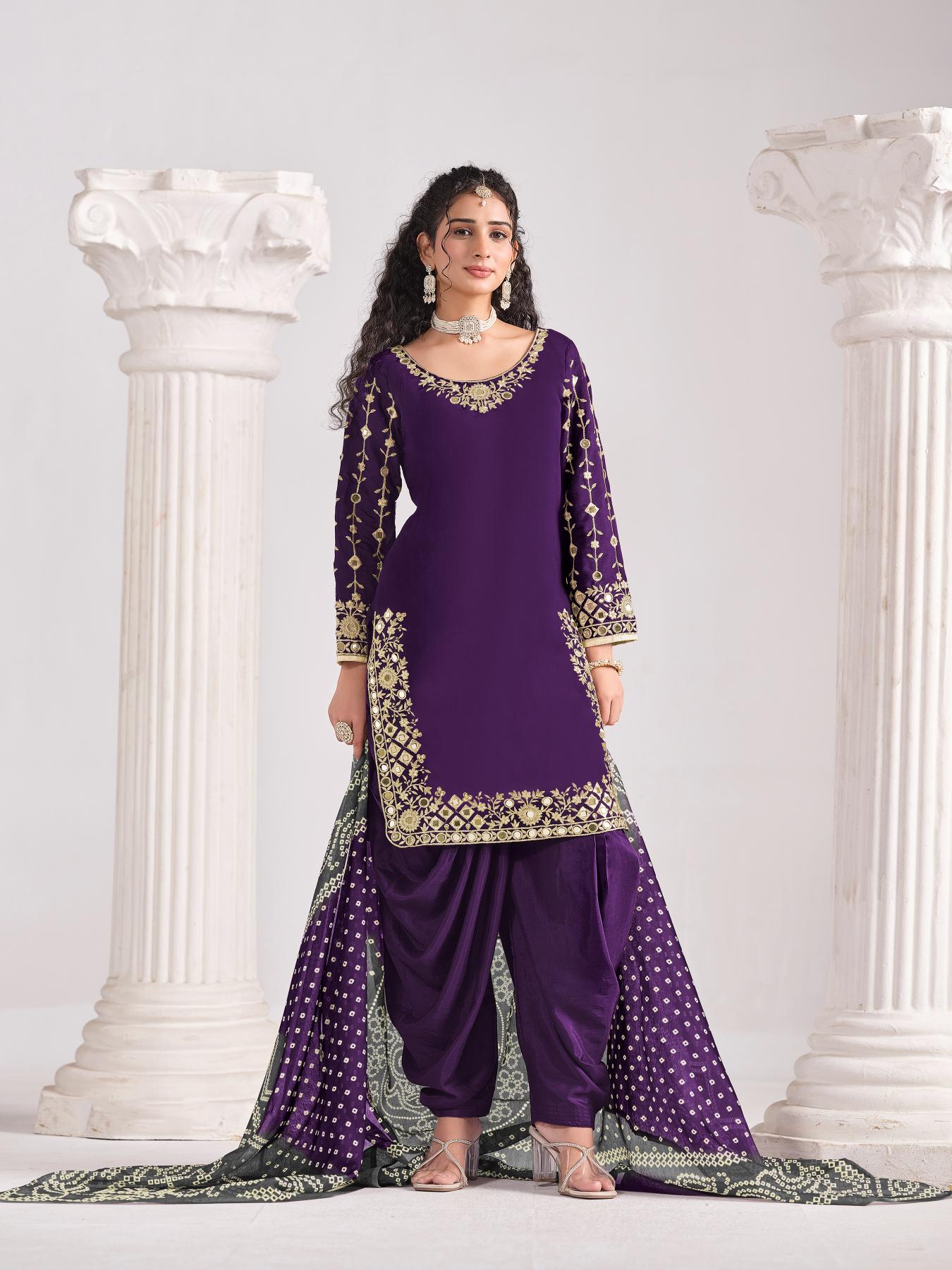 Violet Roman Silk Salwar Suits