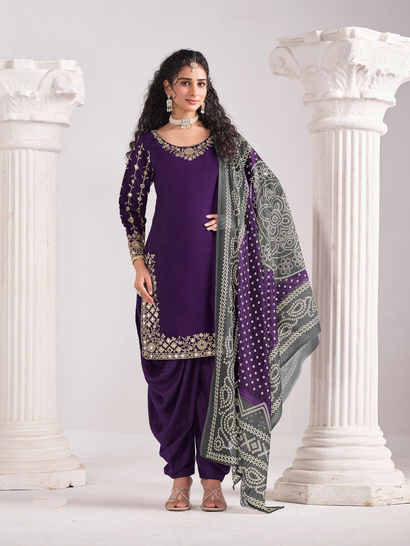 Violet Roman Silk Salwar Suits