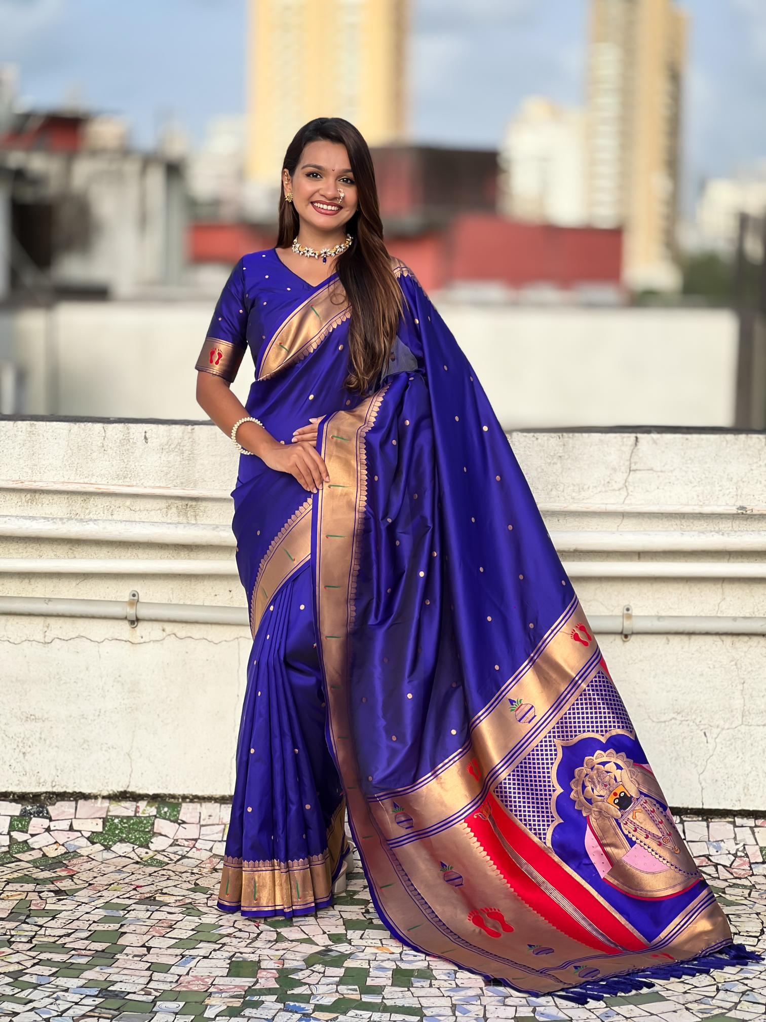 Violet Soft Silk Paithani Designer Saree