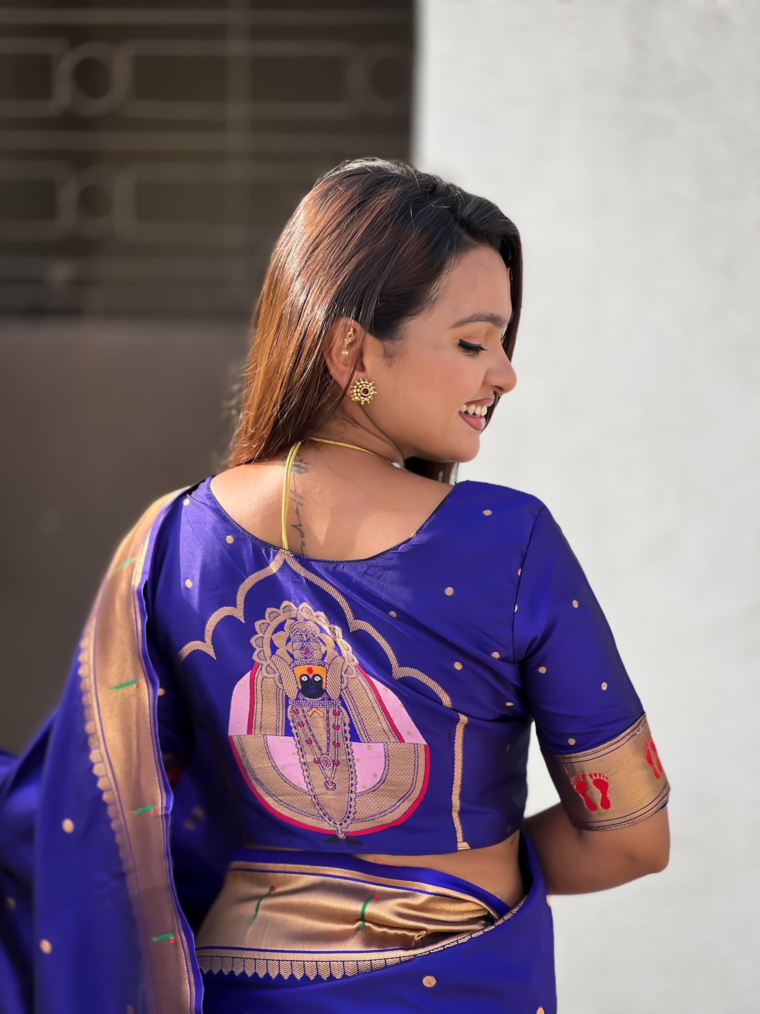 Violet Soft Silk Paithani Designer Saree