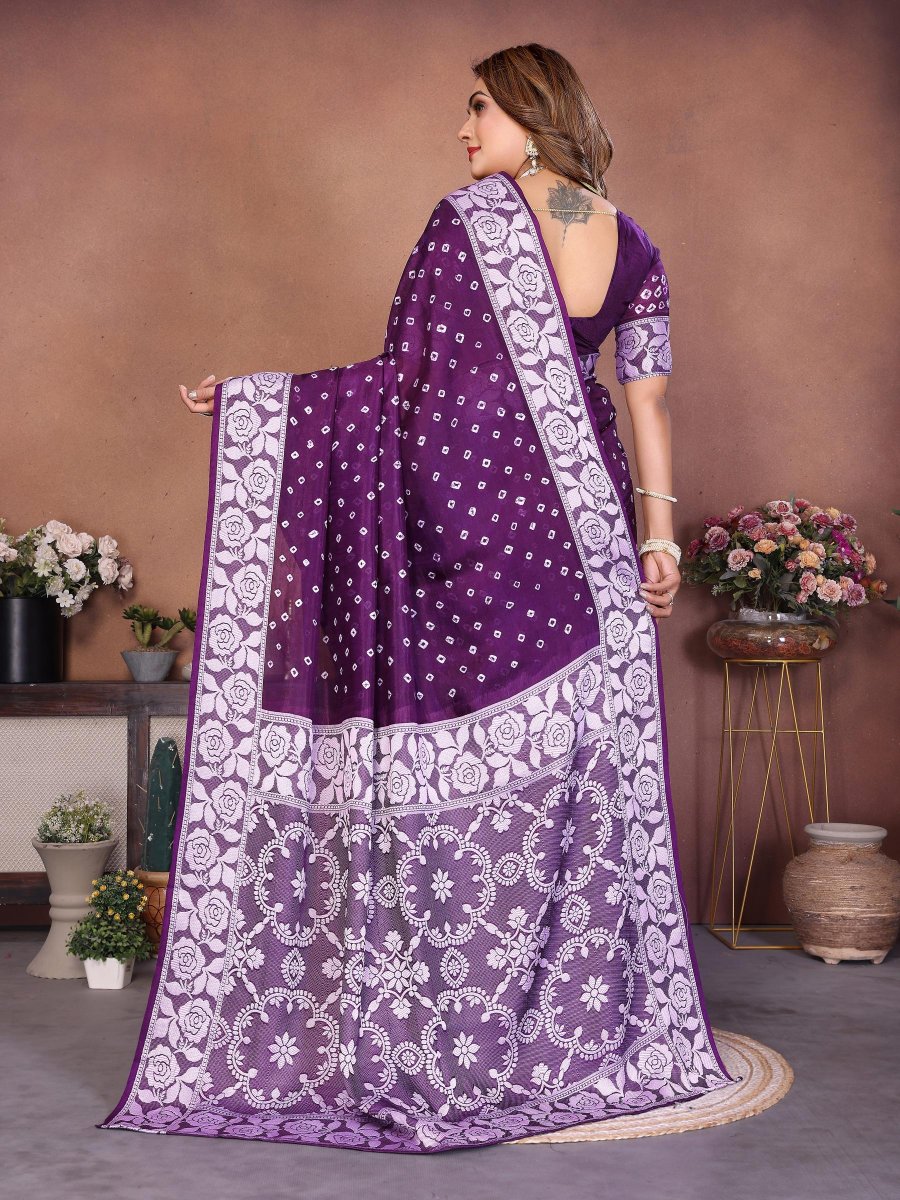 Violet Viscose Silk Printed Saree — alternate view