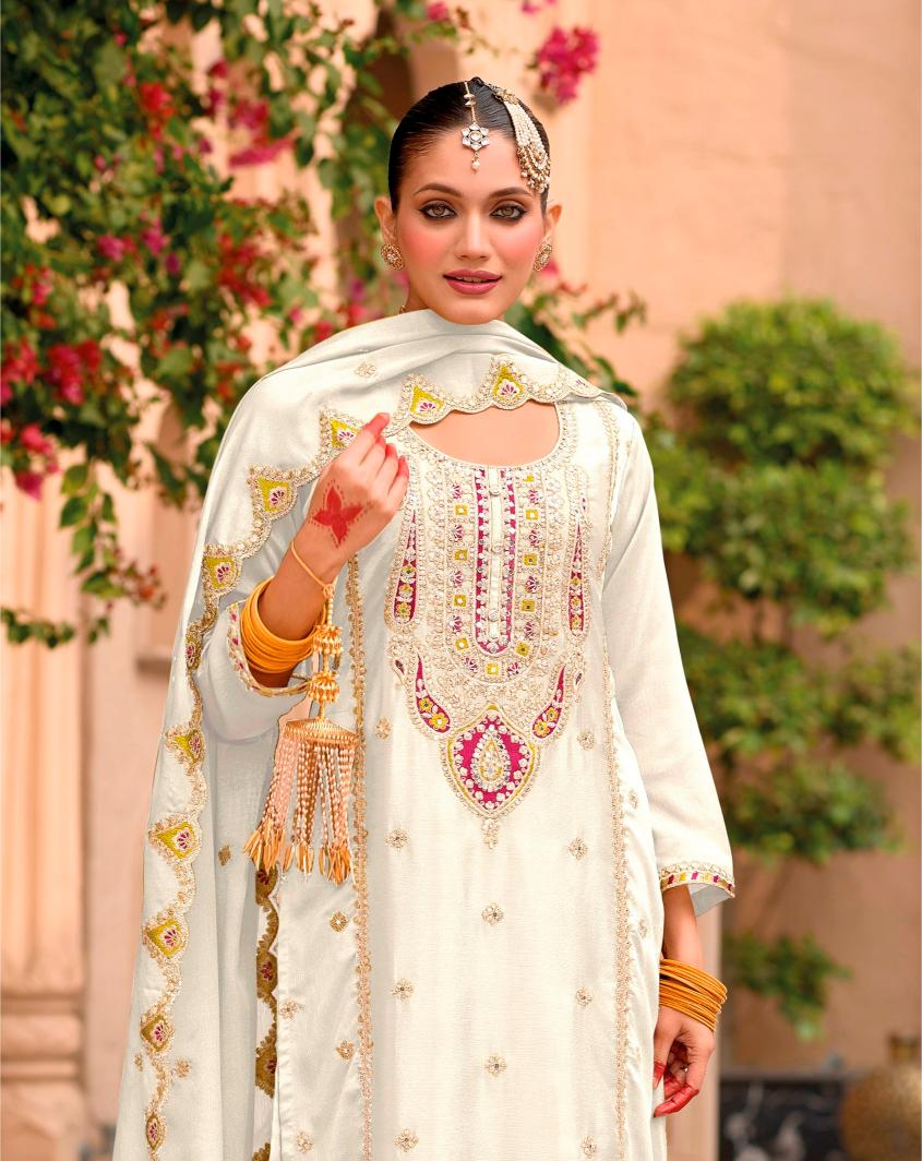 White Chinnon Sharara Suits — alternate view