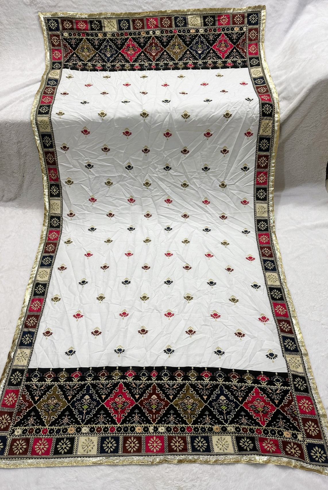 White Designer Digital Printed Cotton Printed Dupatta