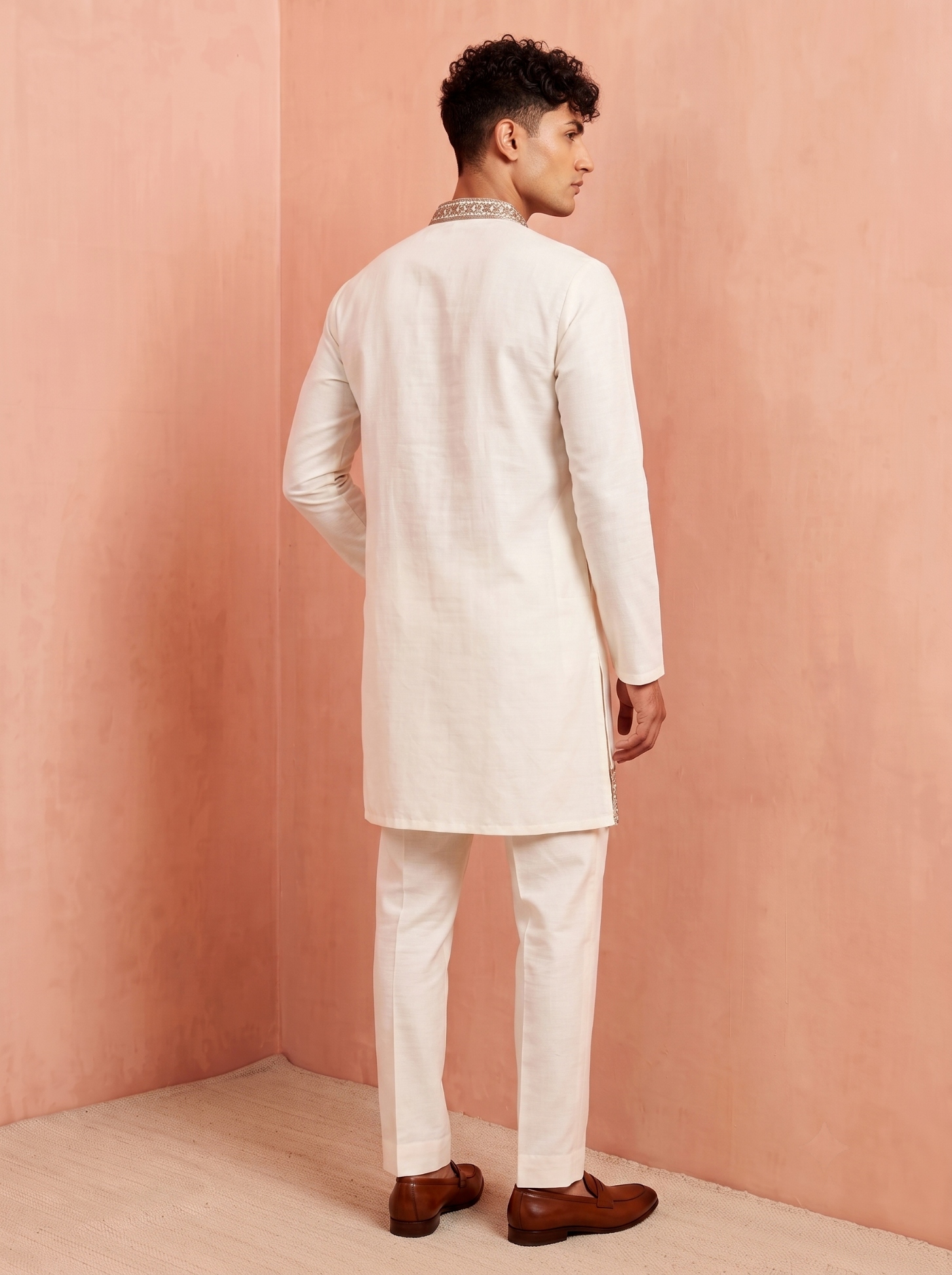 White Embroidered Armani Kurta Pyjama — alternate view