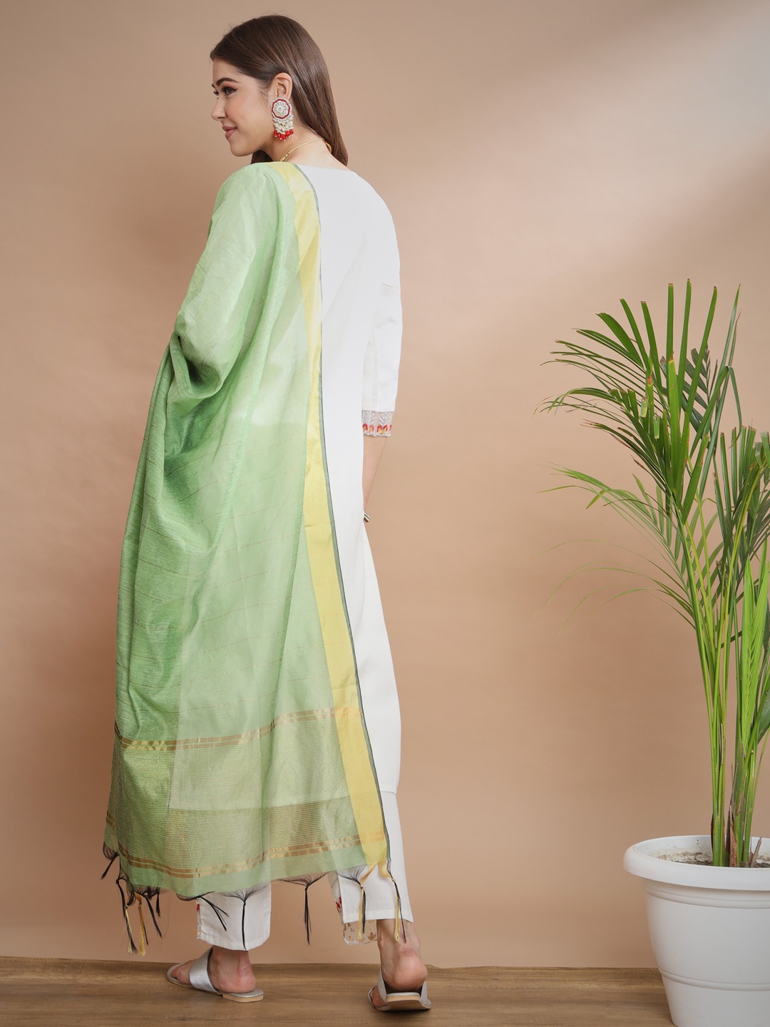 White Floral Embroidered Salwar Suit — alternate view