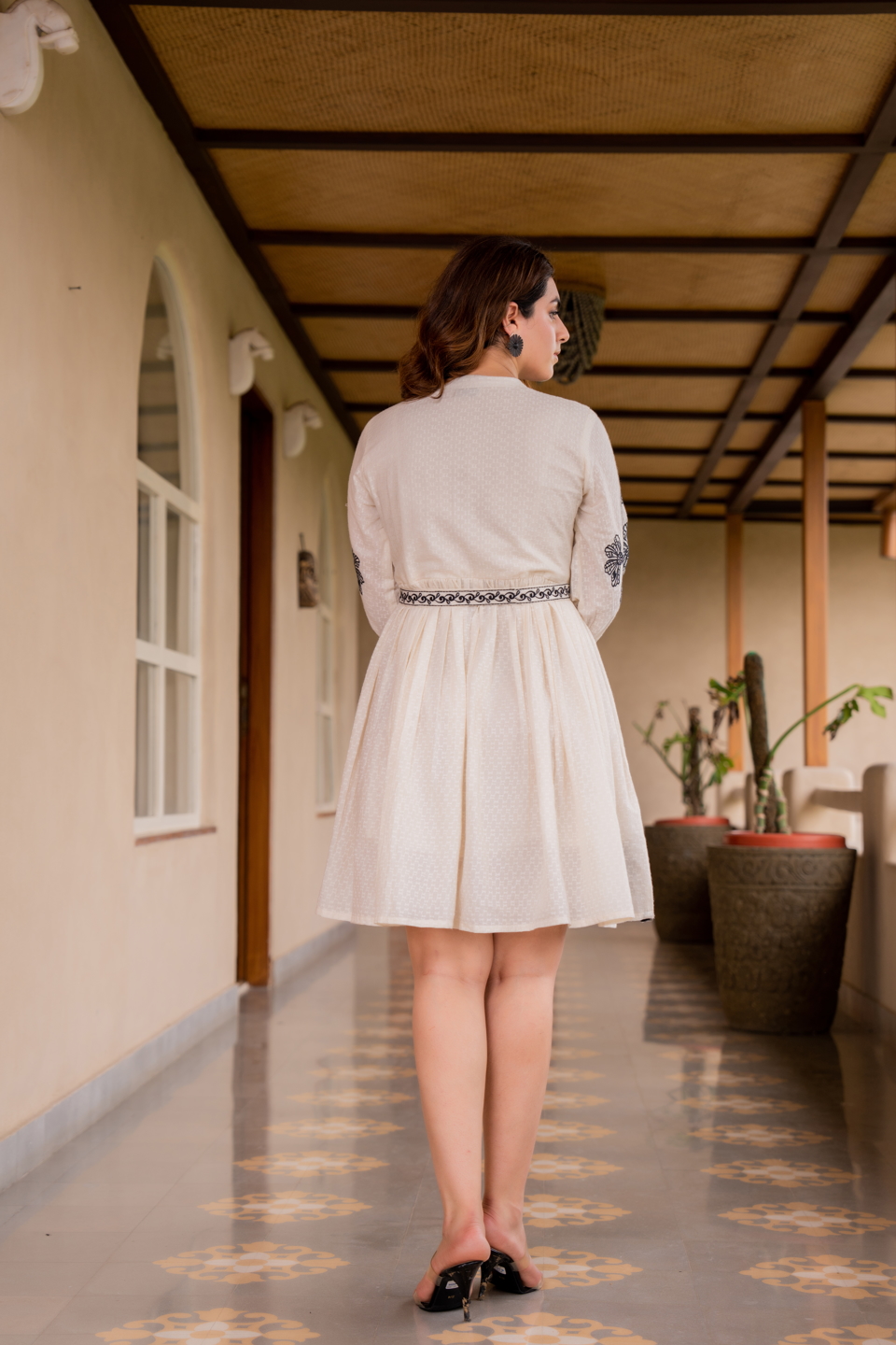 White Floral Embroidered Tunic — alternate view