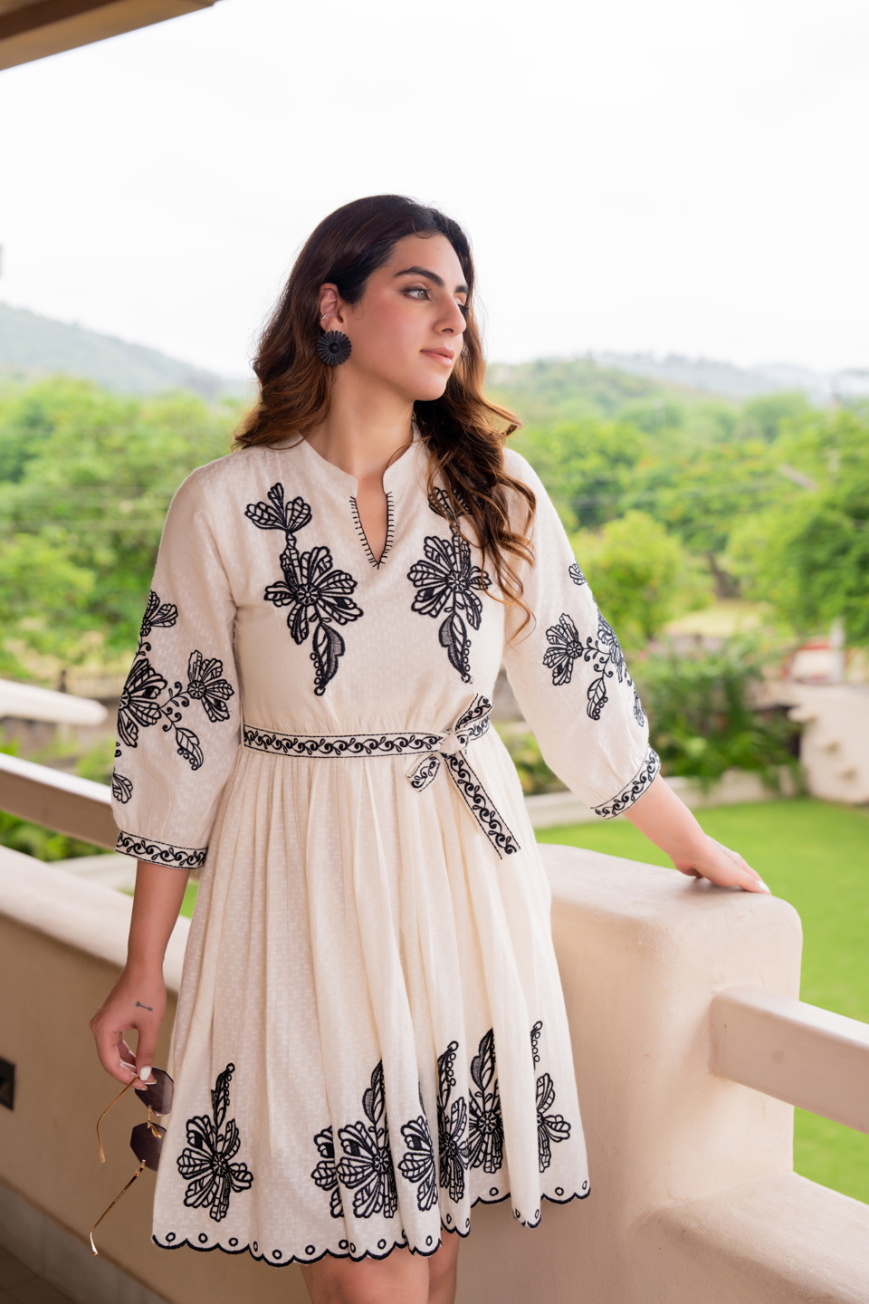 White Floral Embroidered Tunic