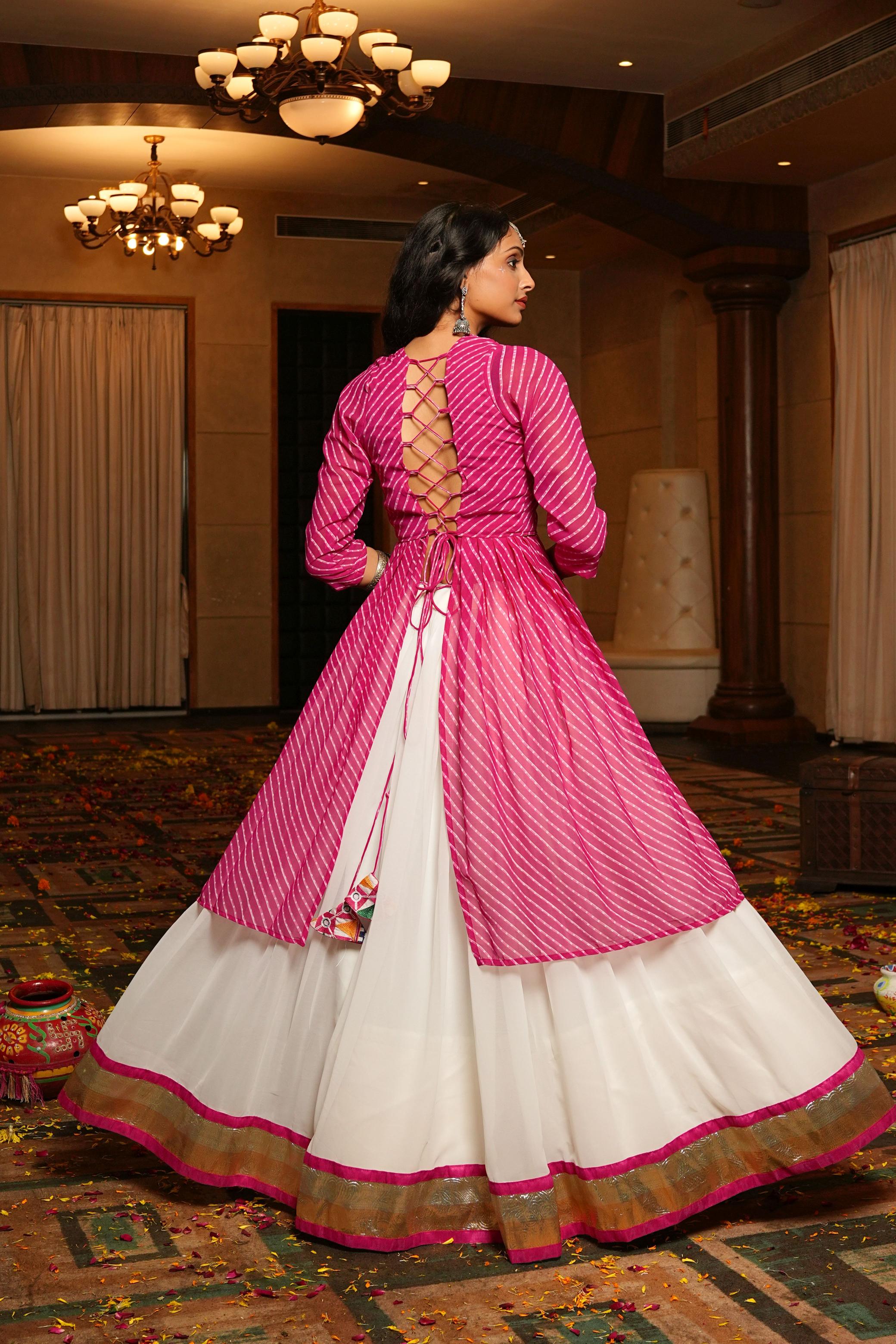 White Georgette Embroidery Lehenga