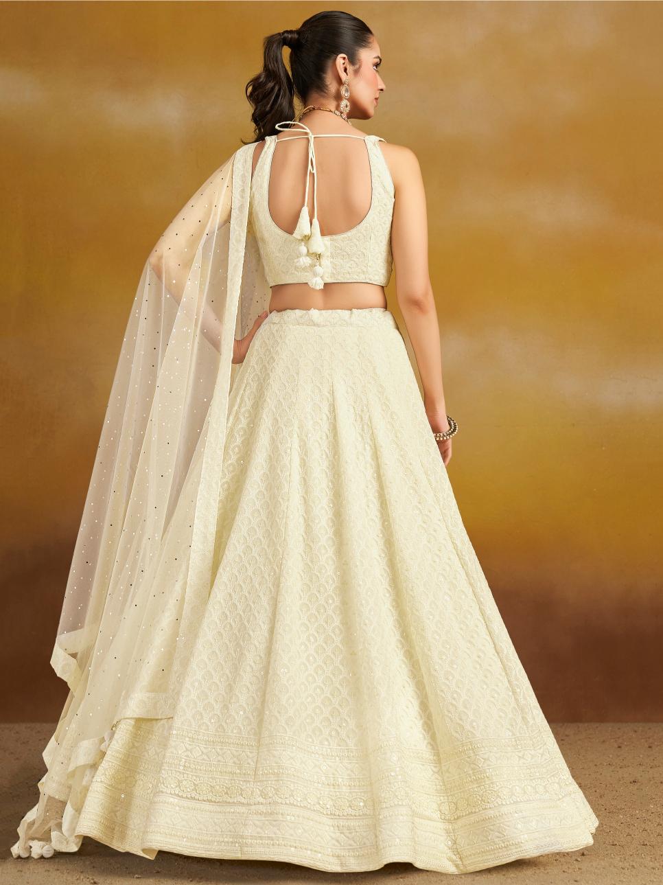 White Georgette Lehenga Choli — alternate view