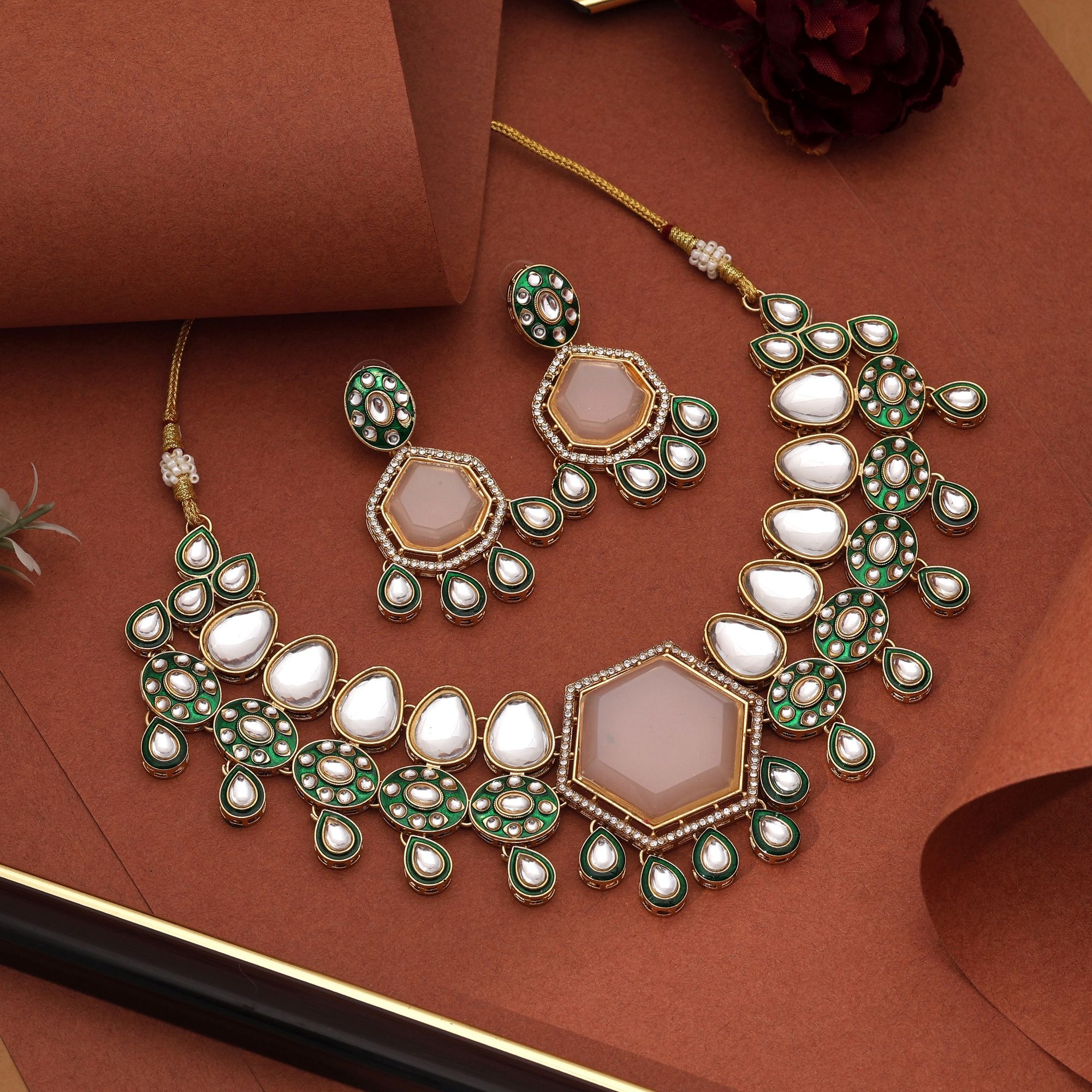 White Kundan Stone Classic Premium Function Wear Necklace