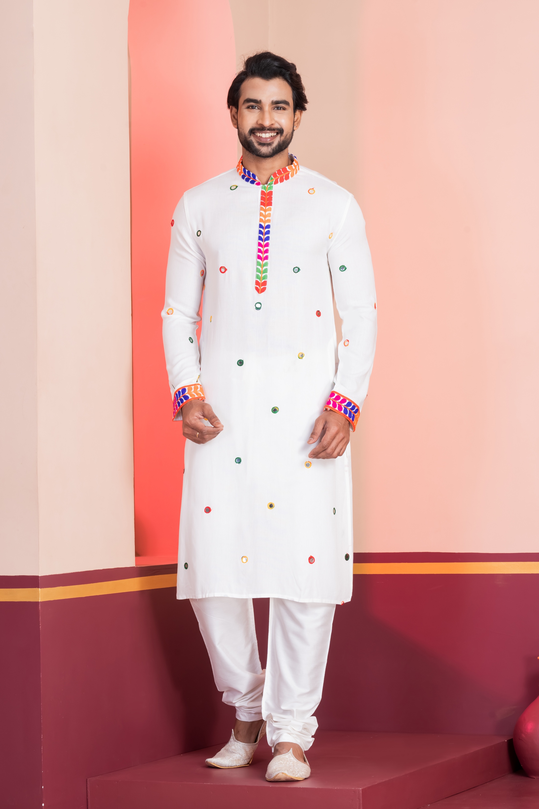 White Mirror Rayon Kurta