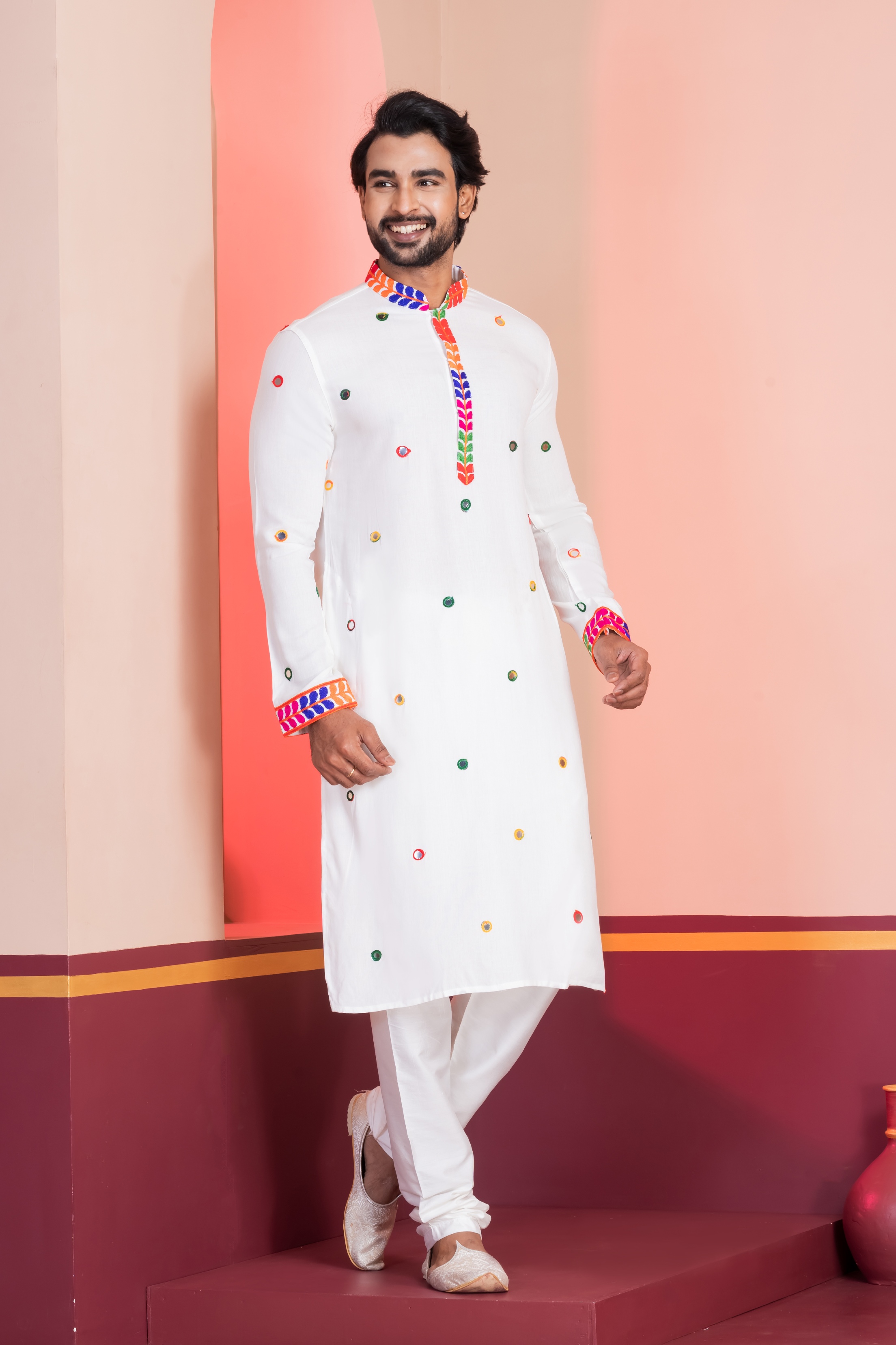 White Mirror Rayon Kurta