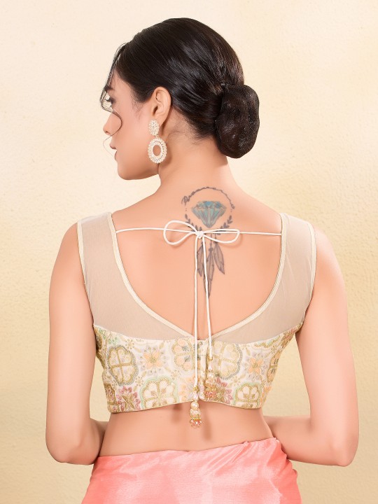 White Net Designer Blouse — alternate view