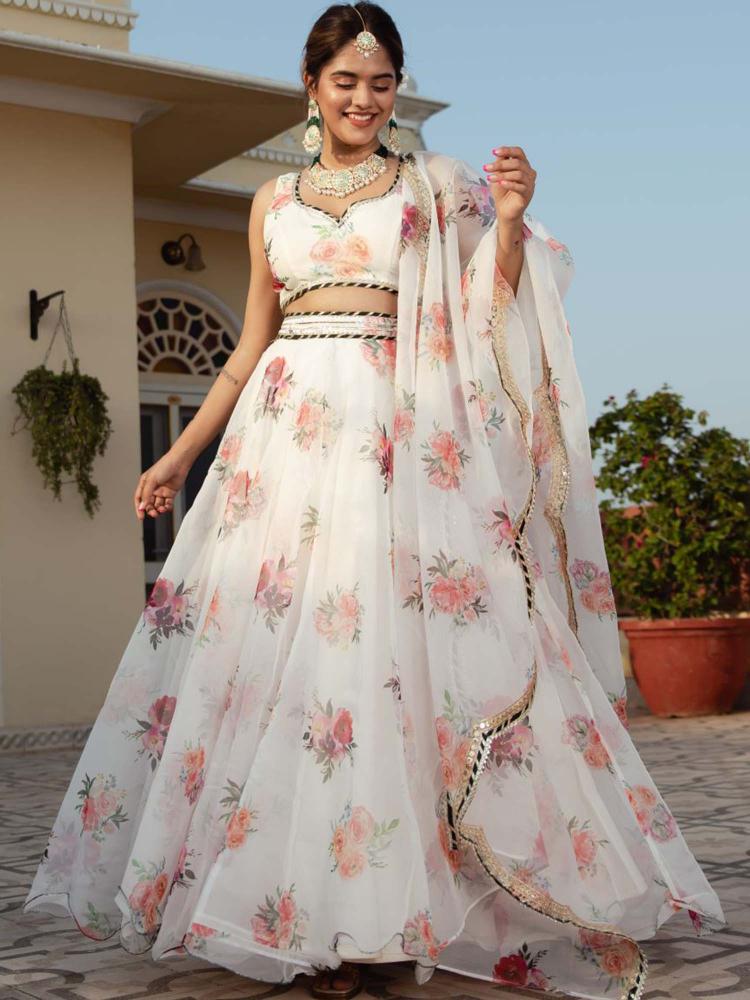 White Organza Lehenga Choli