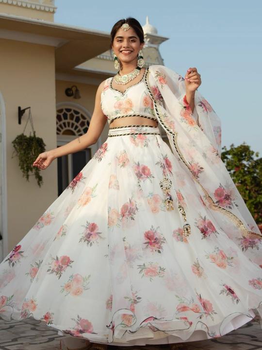 White Organza Lehenga Choli — alternate view