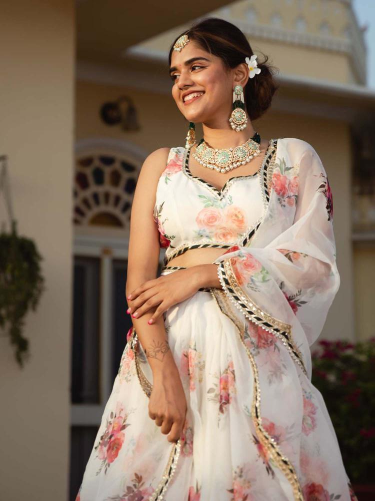 White Organza Lehenga Choli