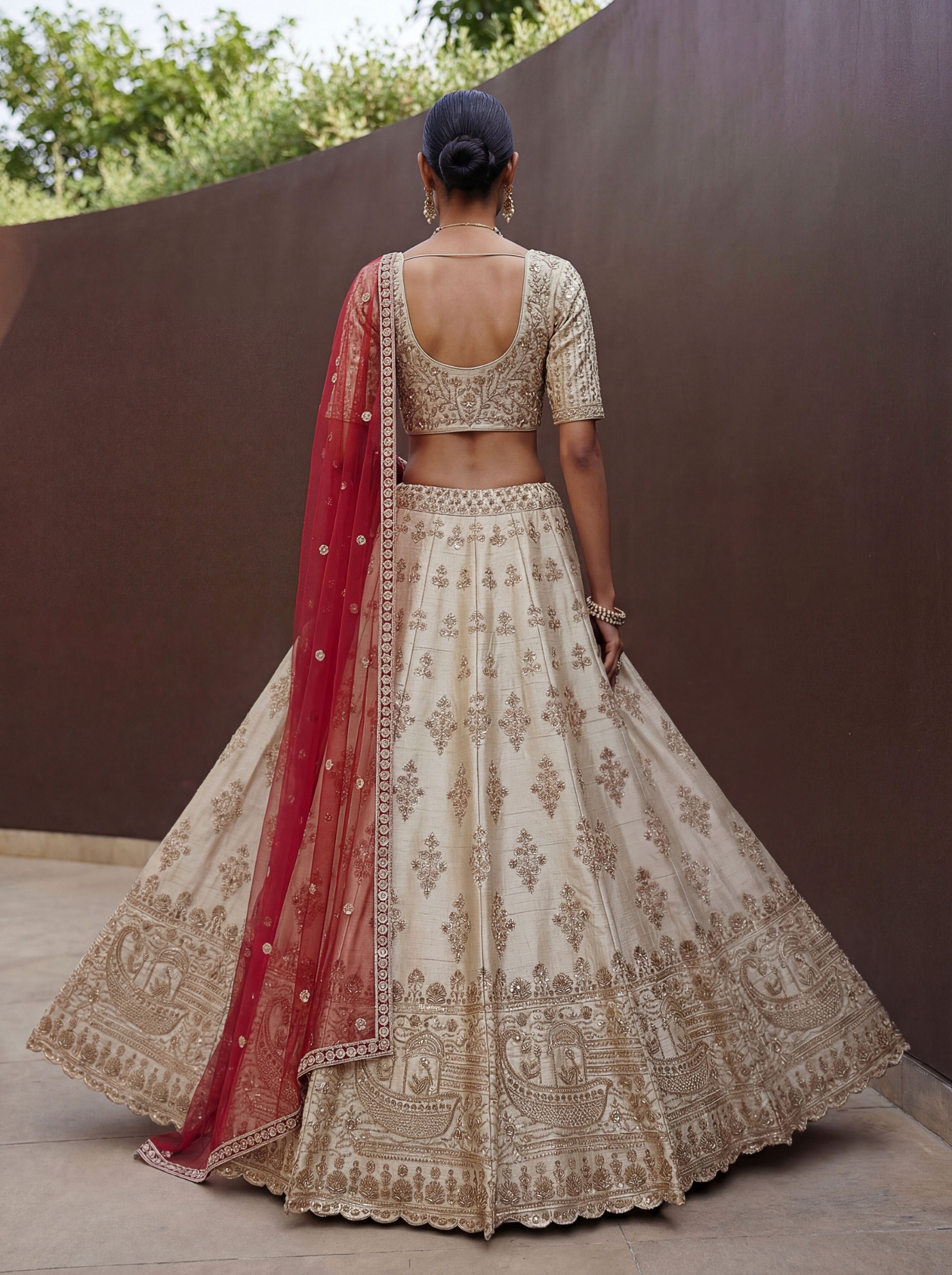 White Silk Zardosi Embroidered Bridal Lehenga Choli — alternate view