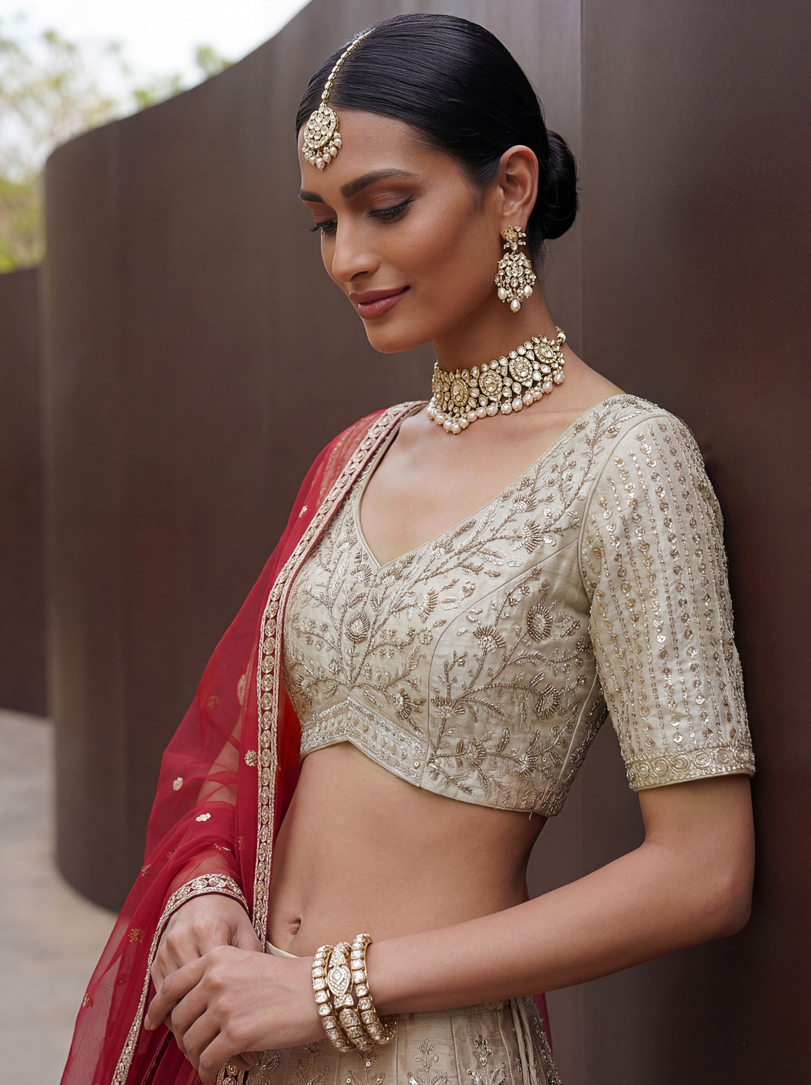 White Silk Zardosi Embroidered Bridal Lehenga Choli