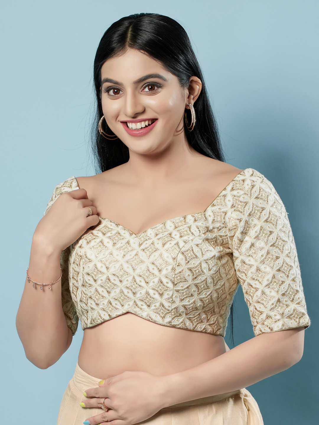 White Silk Zari Embroidered Structured Blouse