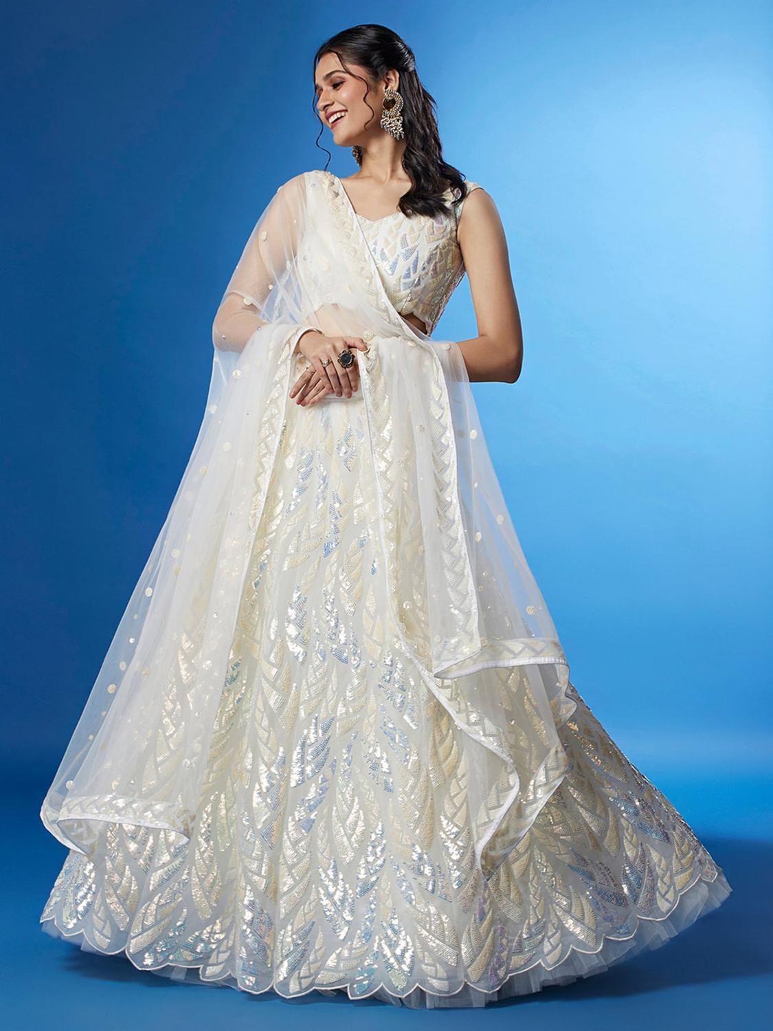 White Soft Net Lehenga Choli