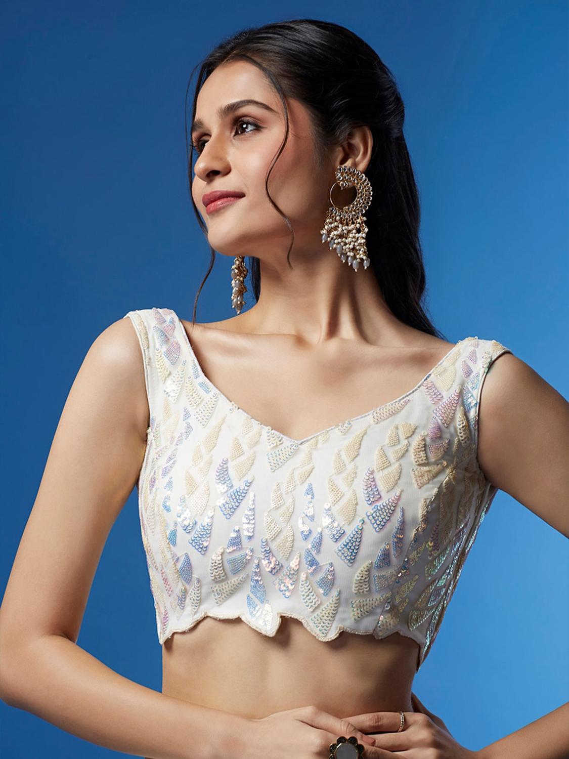 White Soft Net Lehenga Choli