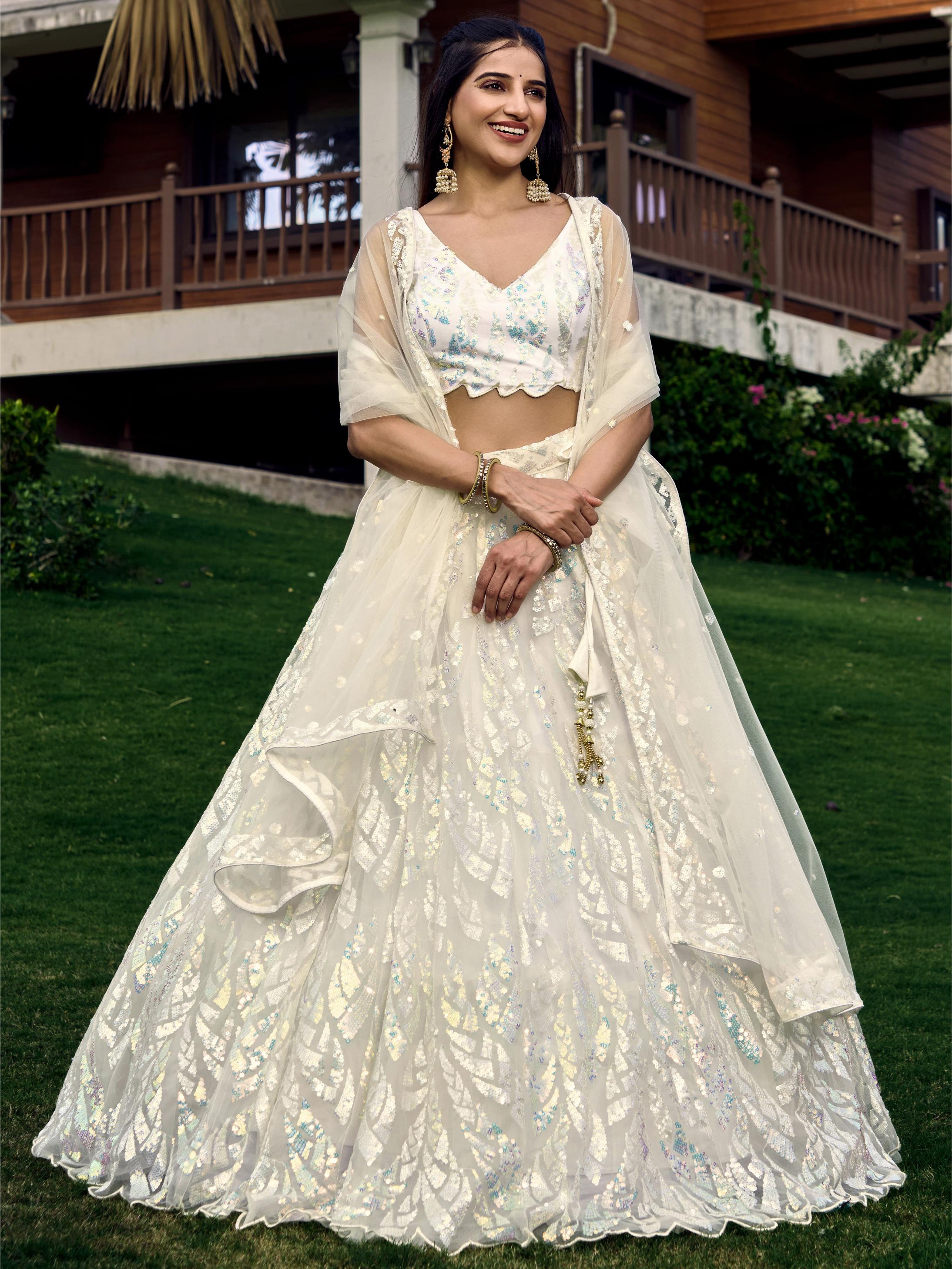 White Soft Net Lehenga Choli