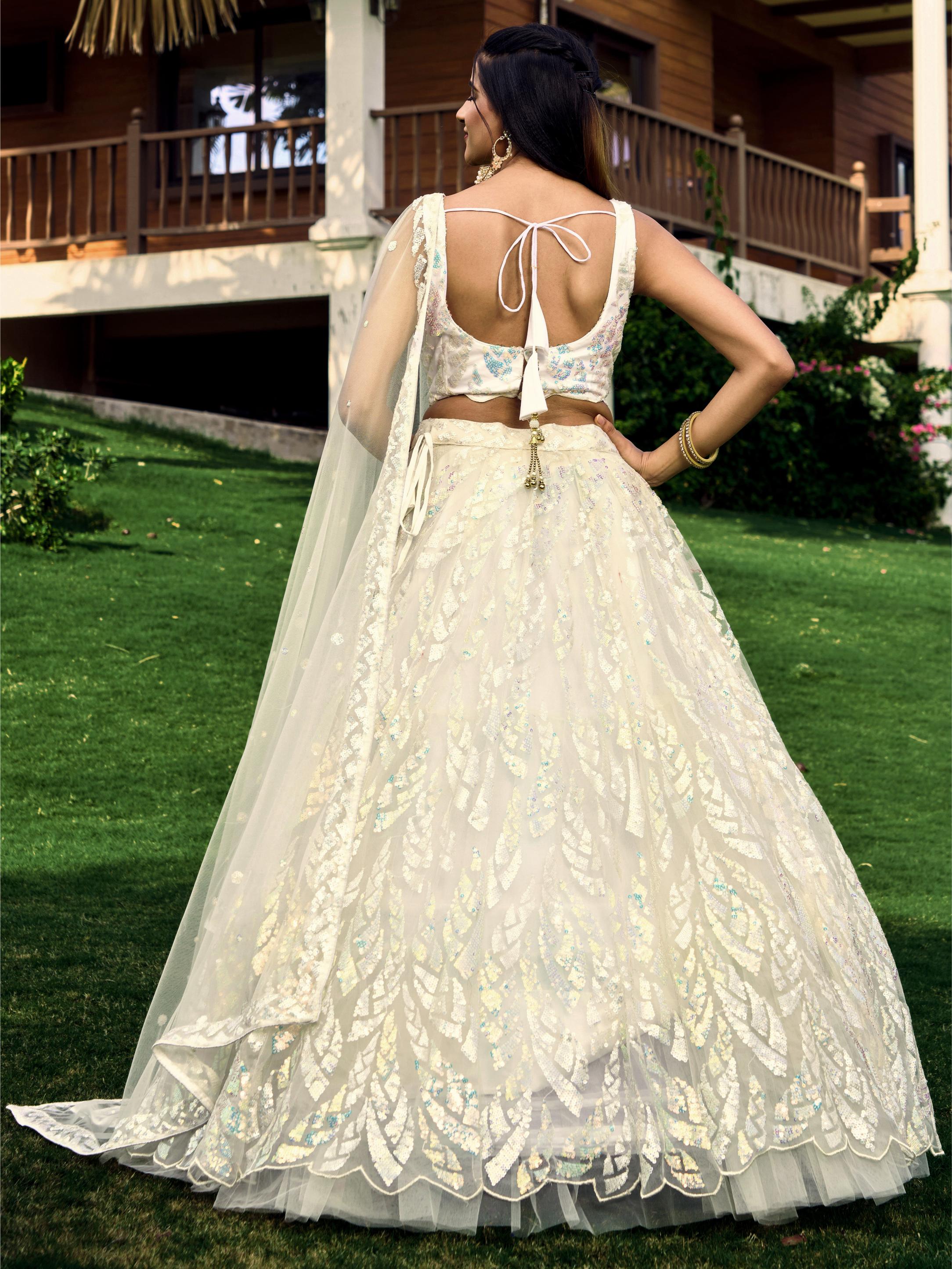 White Soft Net Lehenga Choli — alternate view