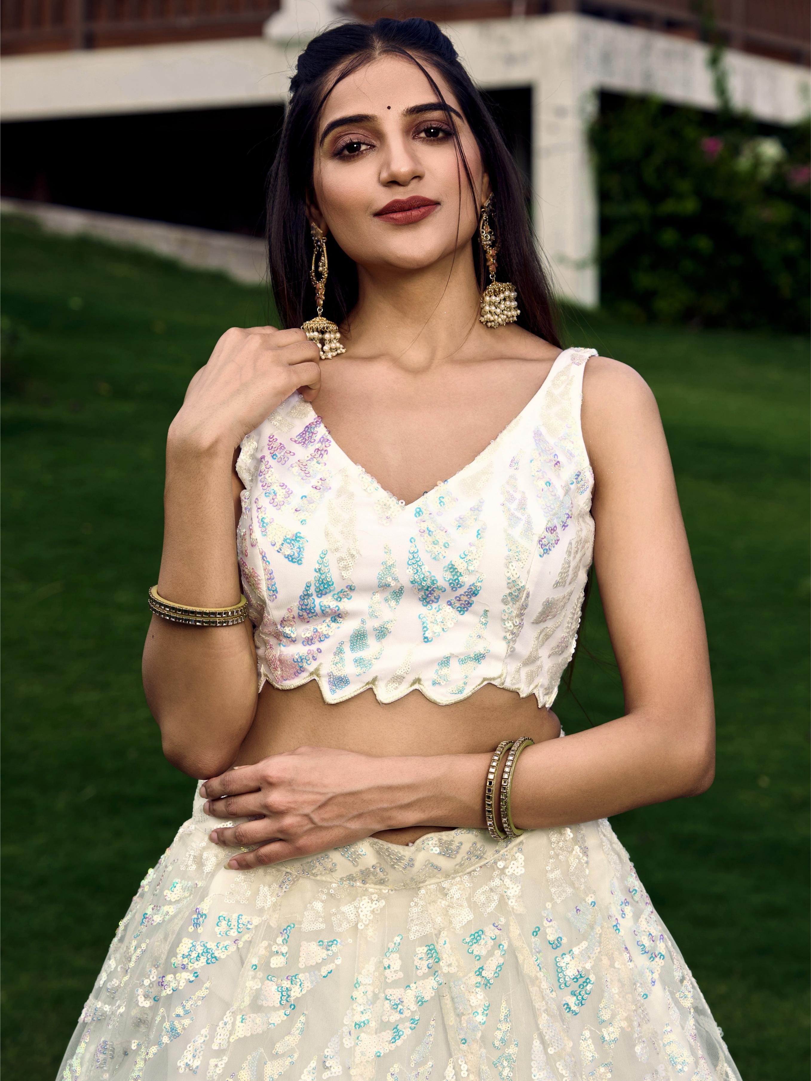 White Soft Net Lehenga Choli