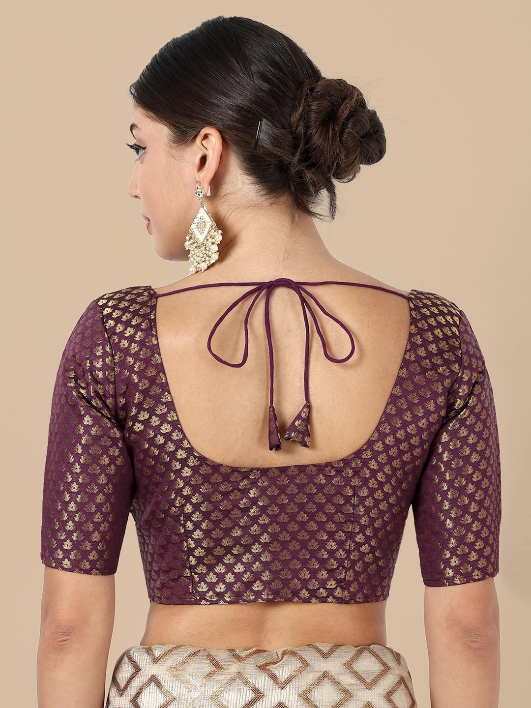 Wine Banarasi Silk Jacquard Readymade Blouse — alternate view