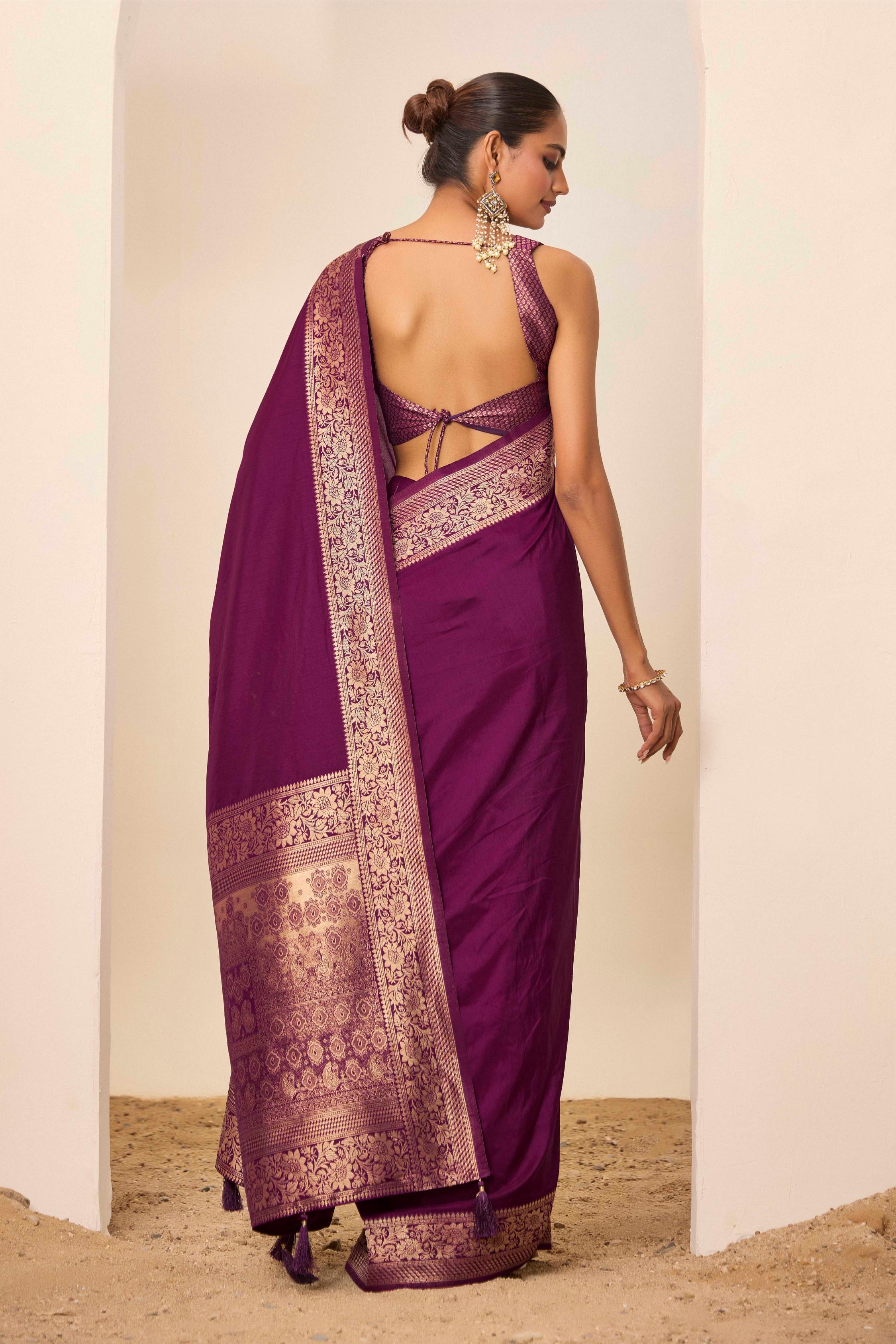 Wine Dolla Silk Saree — alternate view