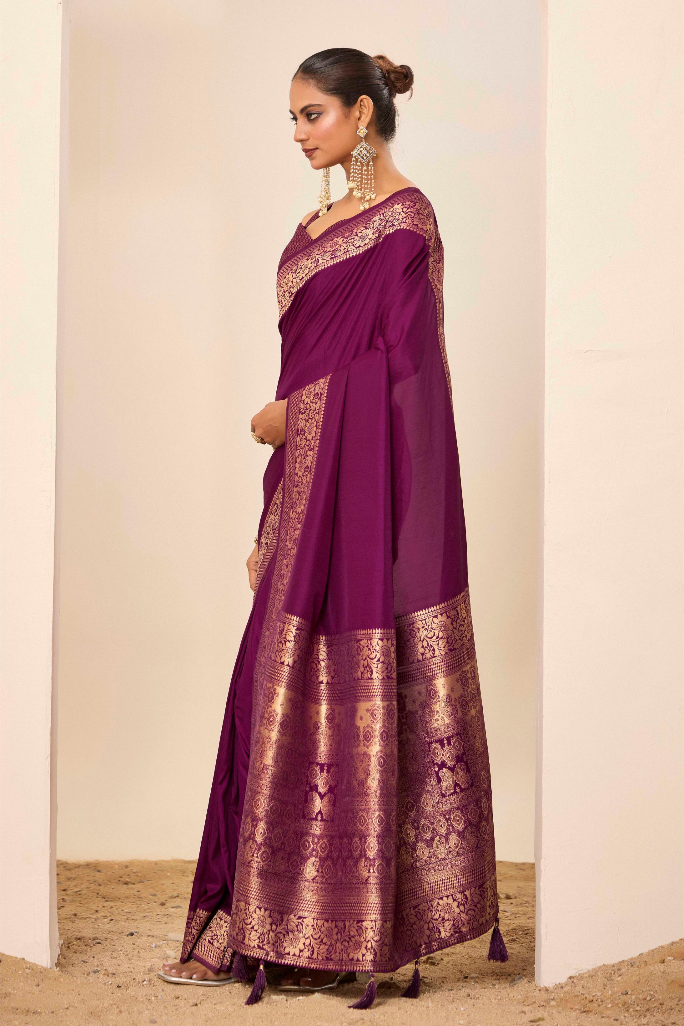 Wine Dolla Silk Saree