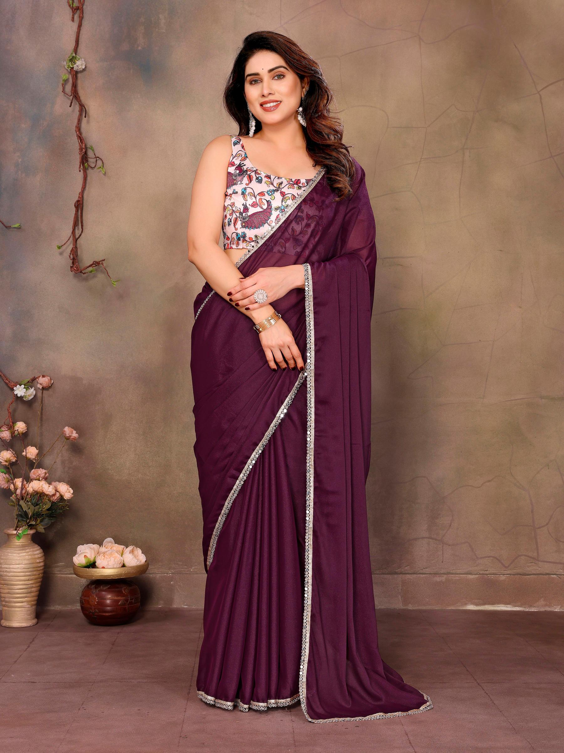 Wine Georgette Saree