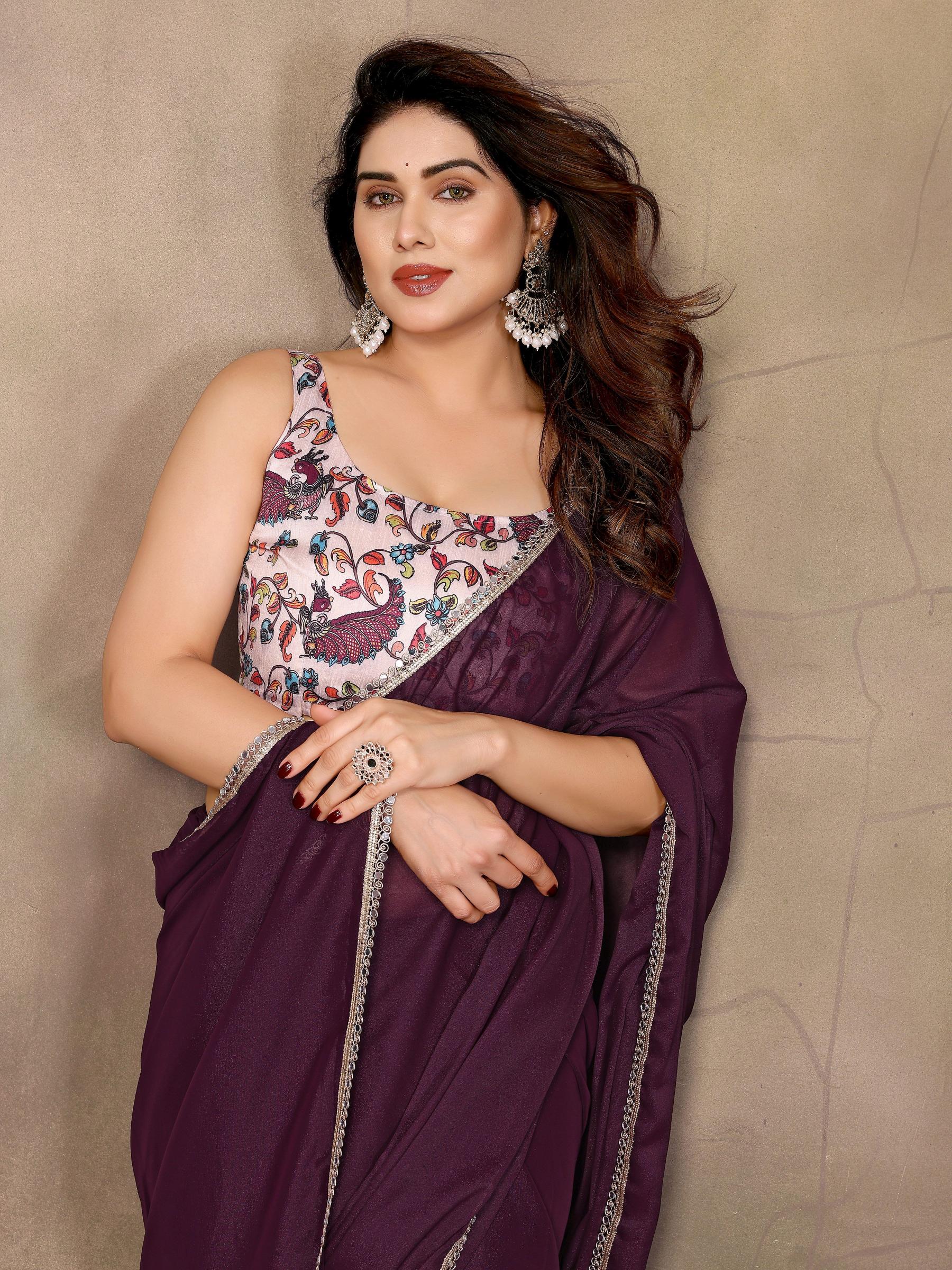 Wine Georgette Saree