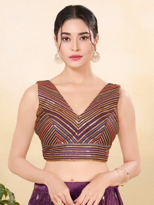 Wine Jain Silk Designer Blouse