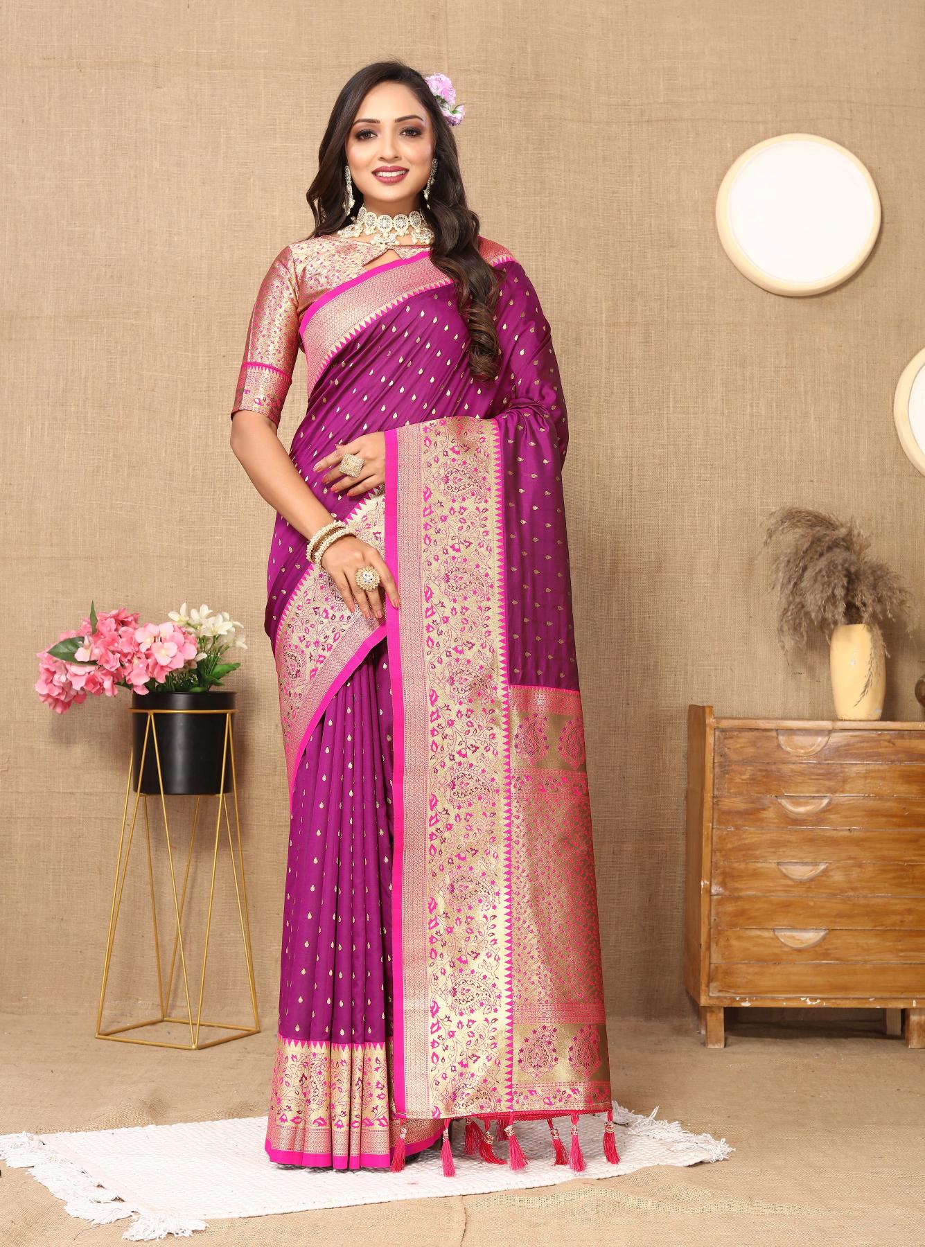 Wine Pink Soft Silk Saree
