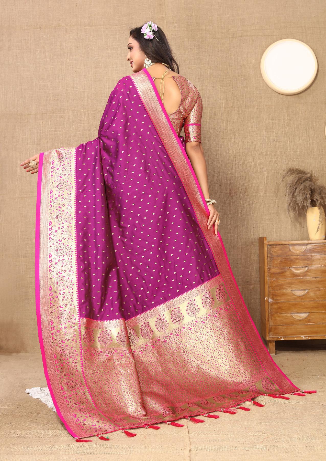 Wine Pink Soft Silk Saree — alternate view