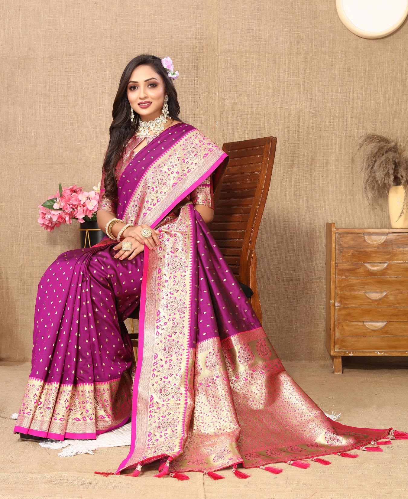 Wine Pink Soft Silk Saree