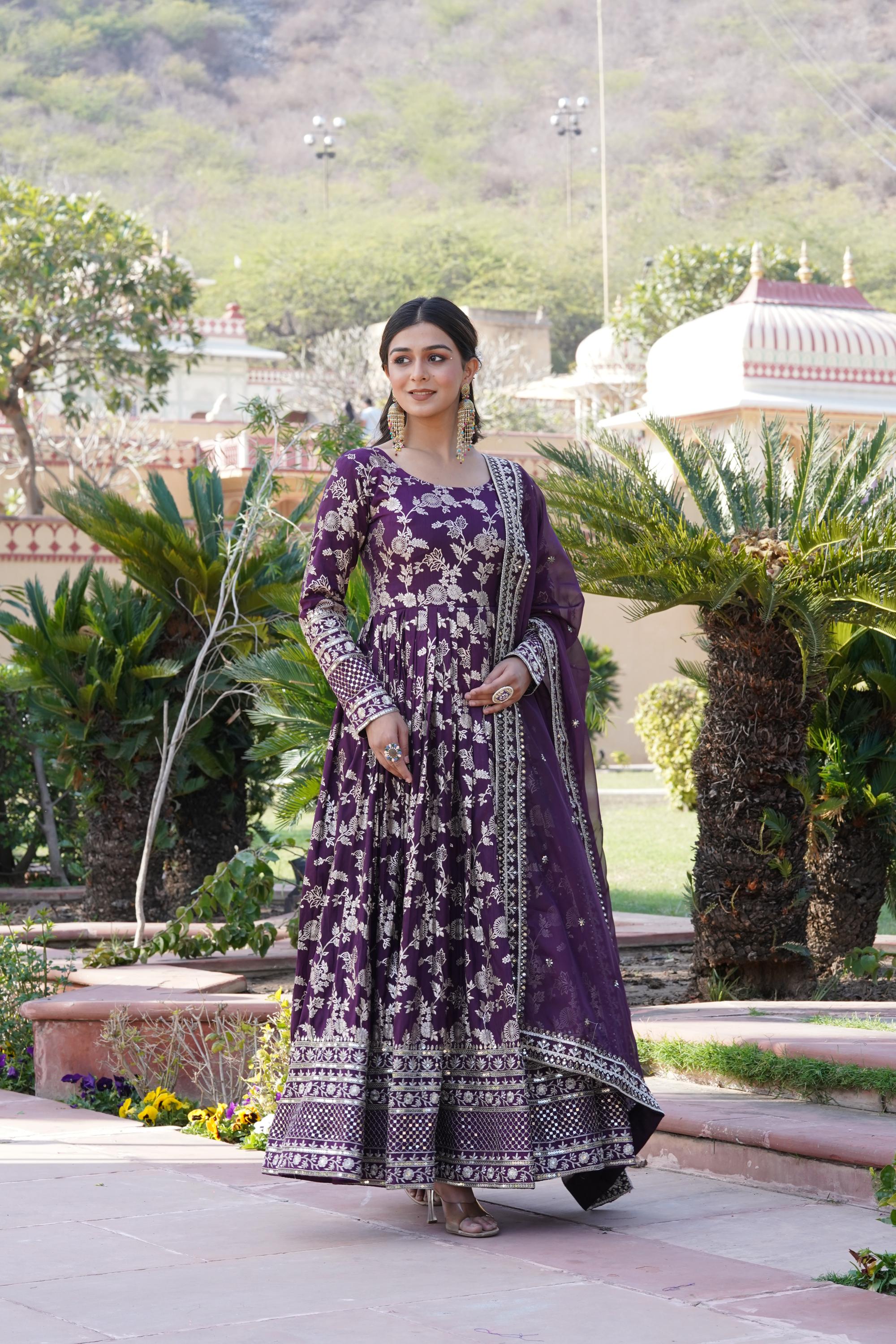 Wine Readymade Long Gown
