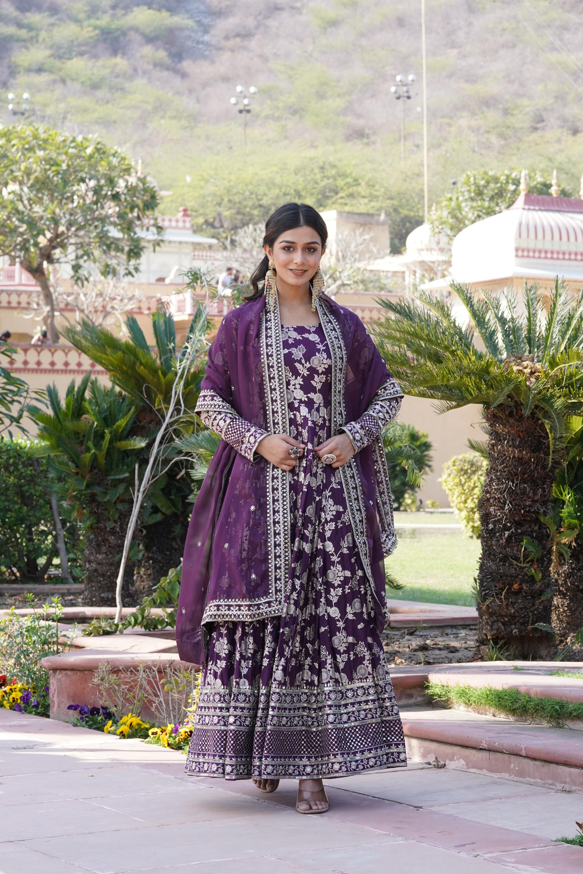Wine Readymade Long Gown