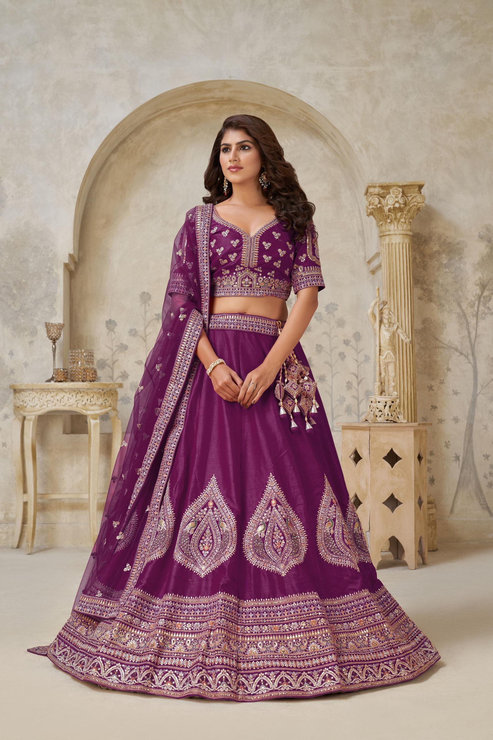Wine Silk Lehenga Choli