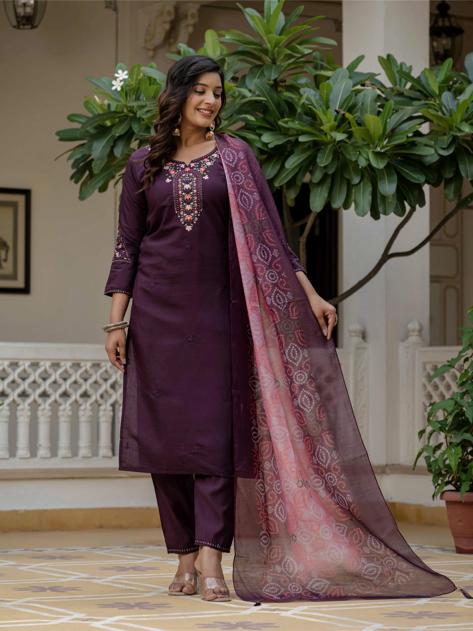 Wine Wine Roman Silk Salwar Suit